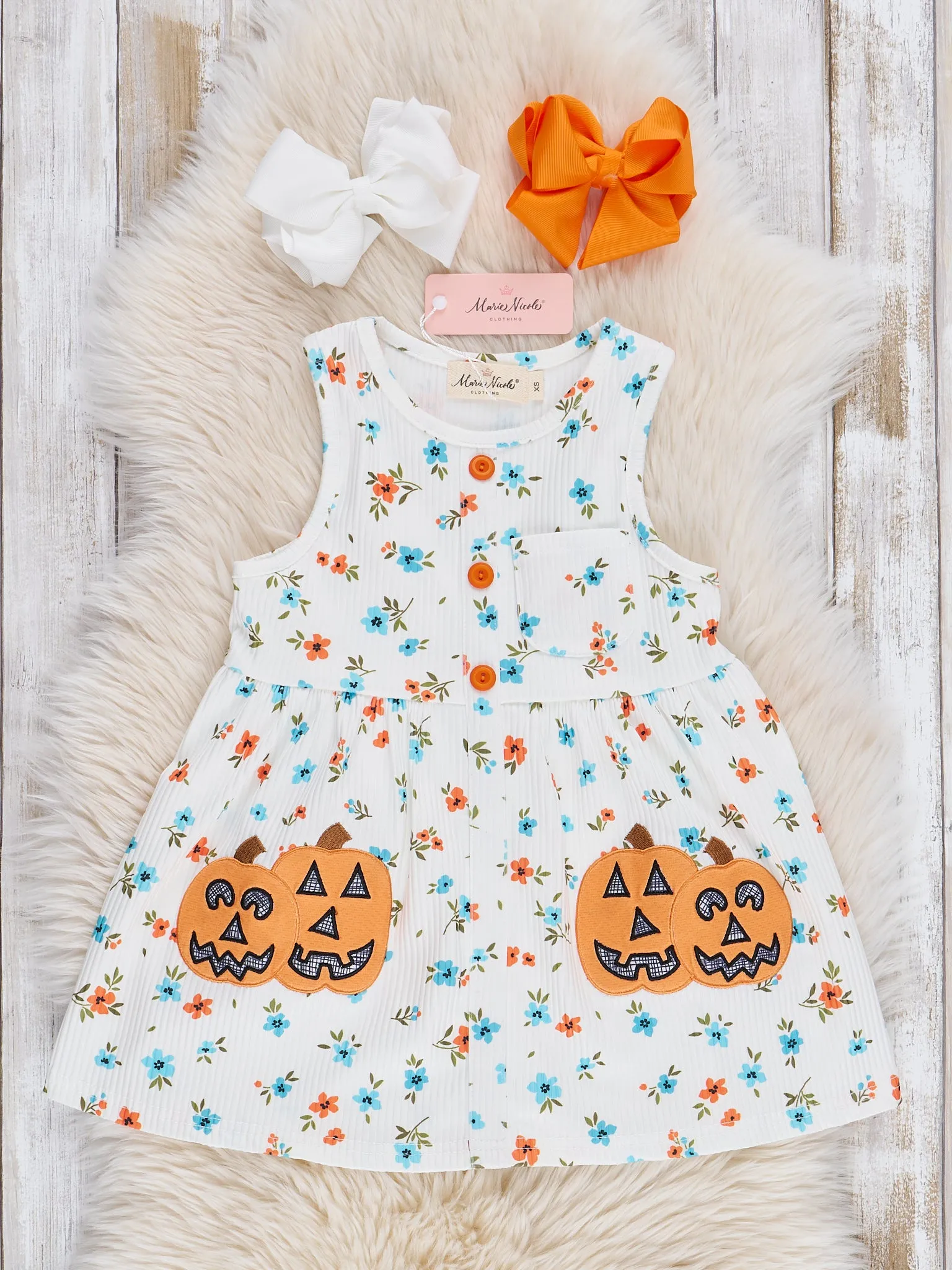 Embroidered Jack-O-Lantern Garden Skirtall Set