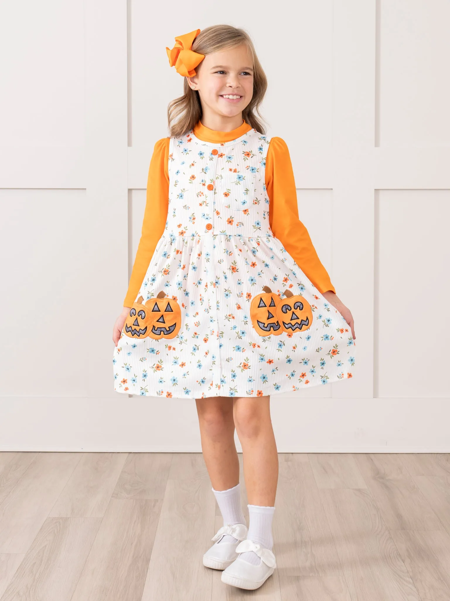 Embroidered Jack-O-Lantern Garden Skirtall Set