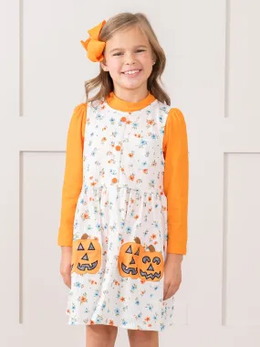 Embroidered Jack-O-Lantern Garden Skirtall Set