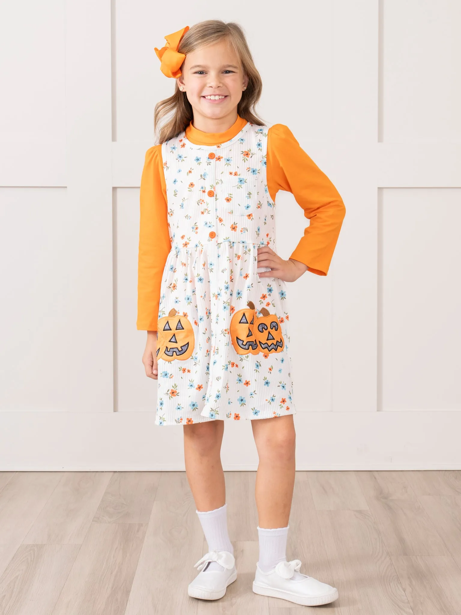 Embroidered Jack-O-Lantern Garden Skirtall Set