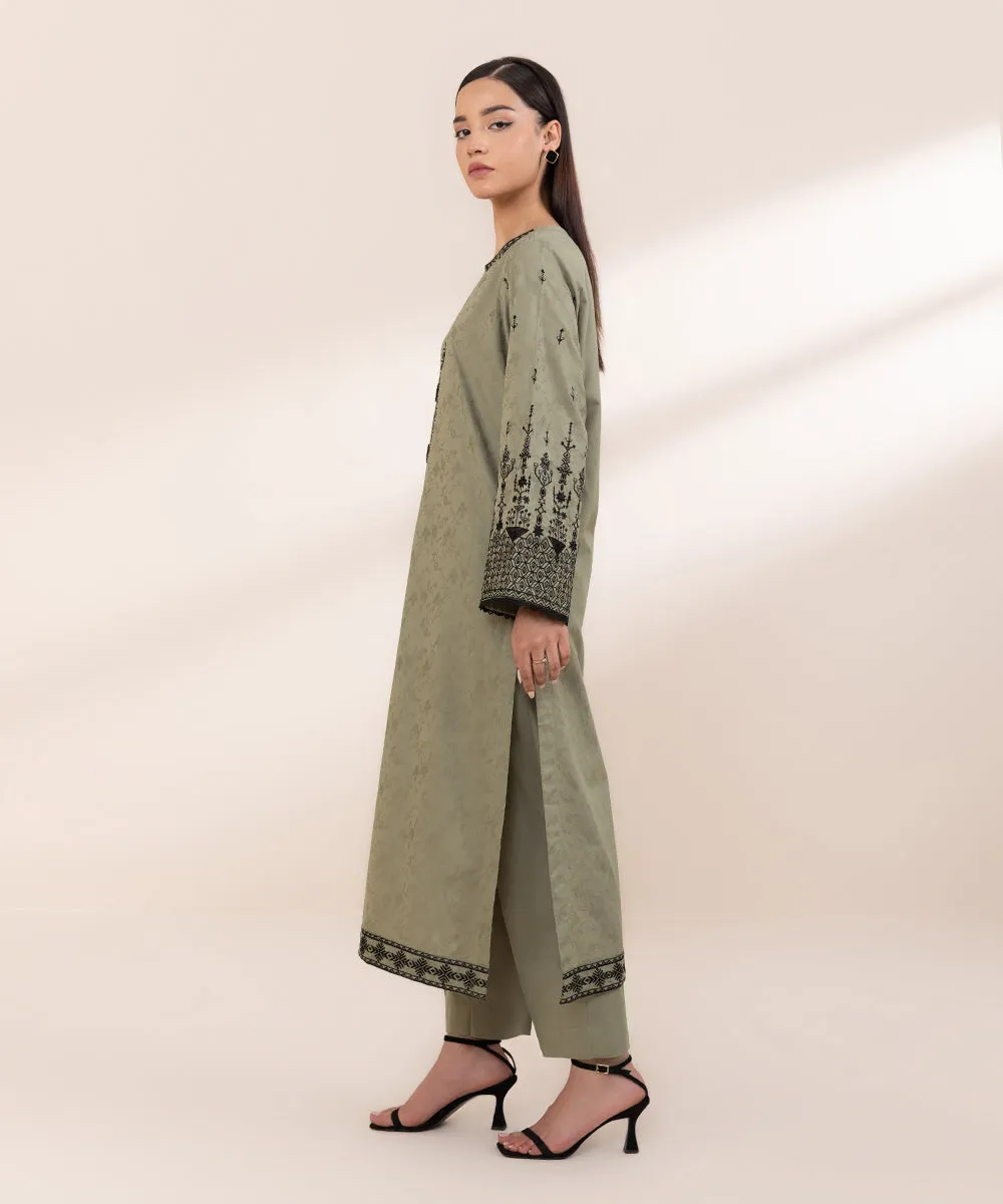 Embroidered Linen Jacquard Shirt