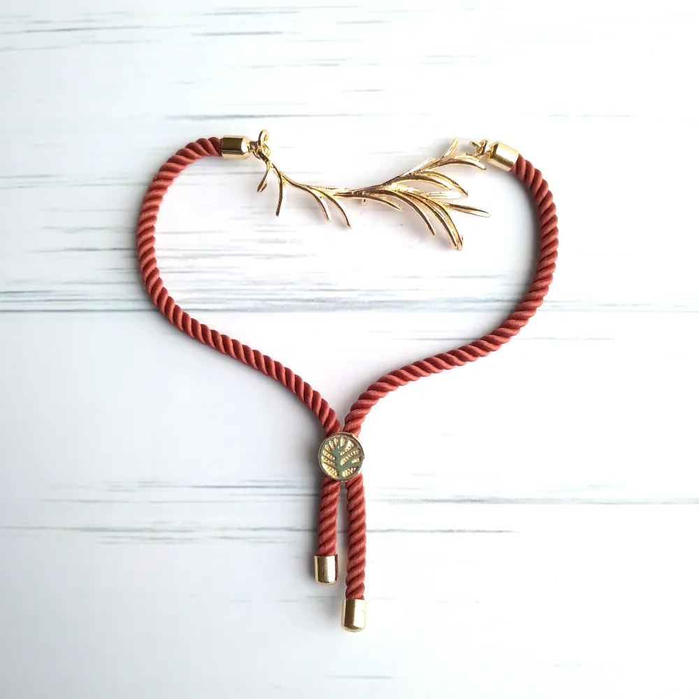 Feather Slider Bracelet in Coffee Red