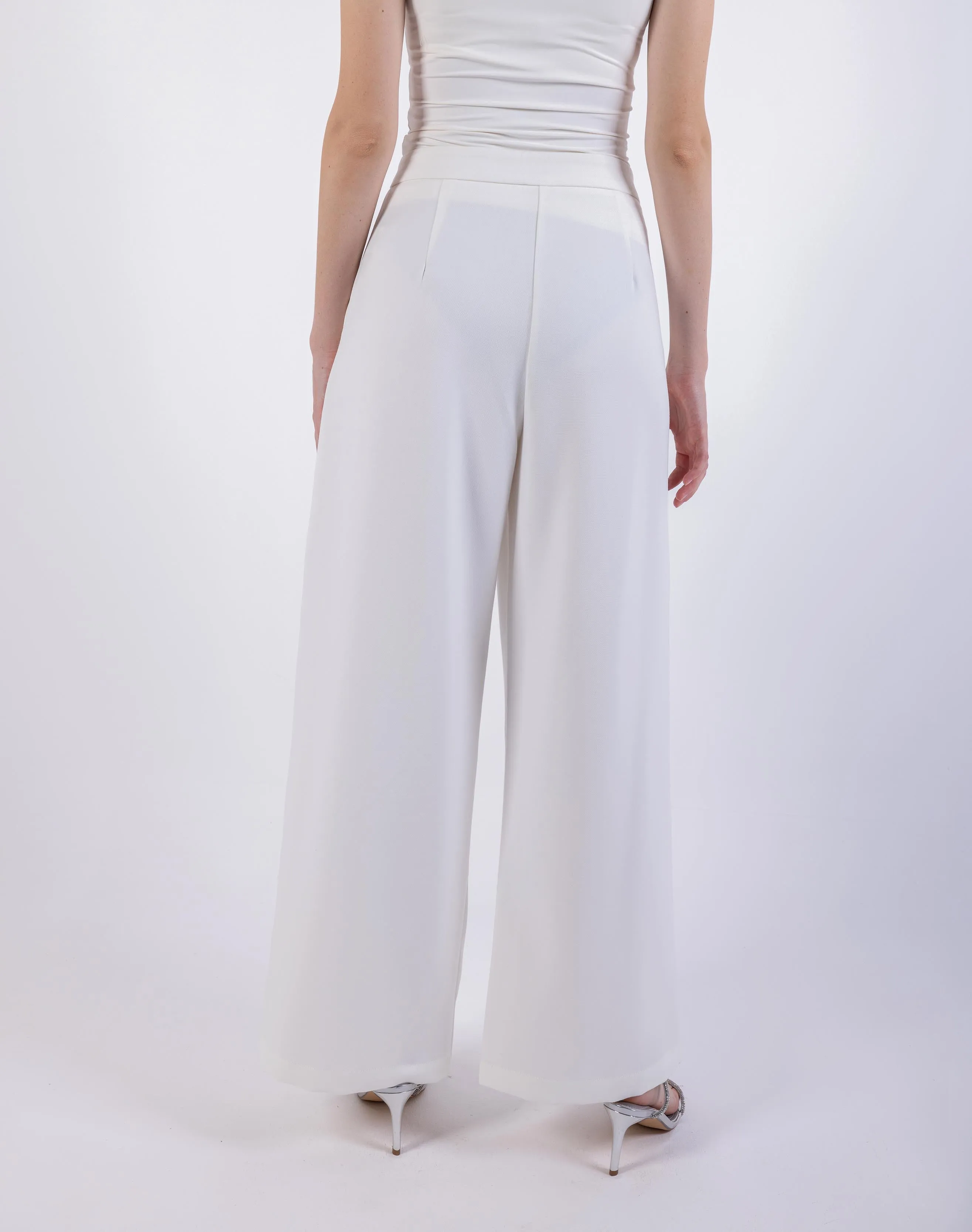 Flared Leg Solid Formal Trouser