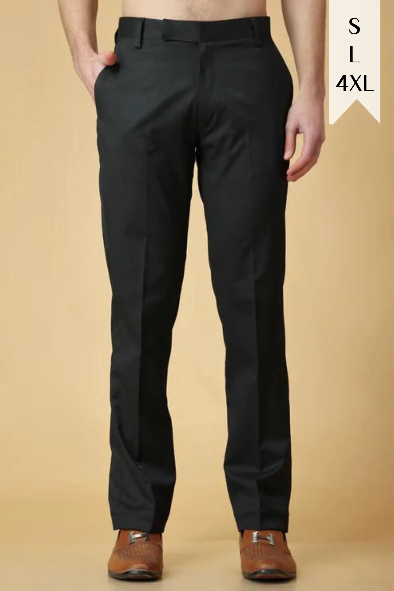 Forest Black Formal Stretch Trousers