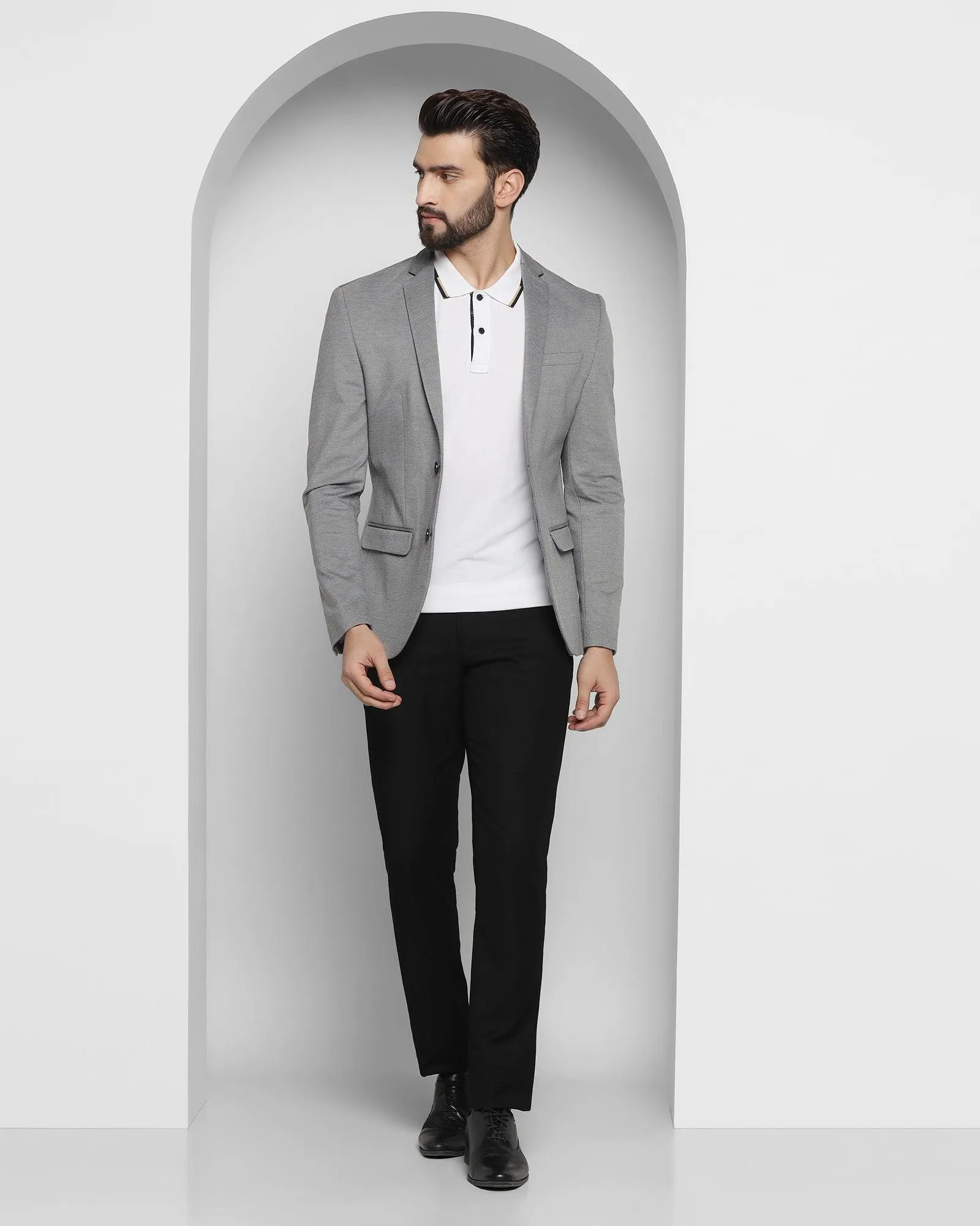 Formal Grey Textured Blazer - Magnus