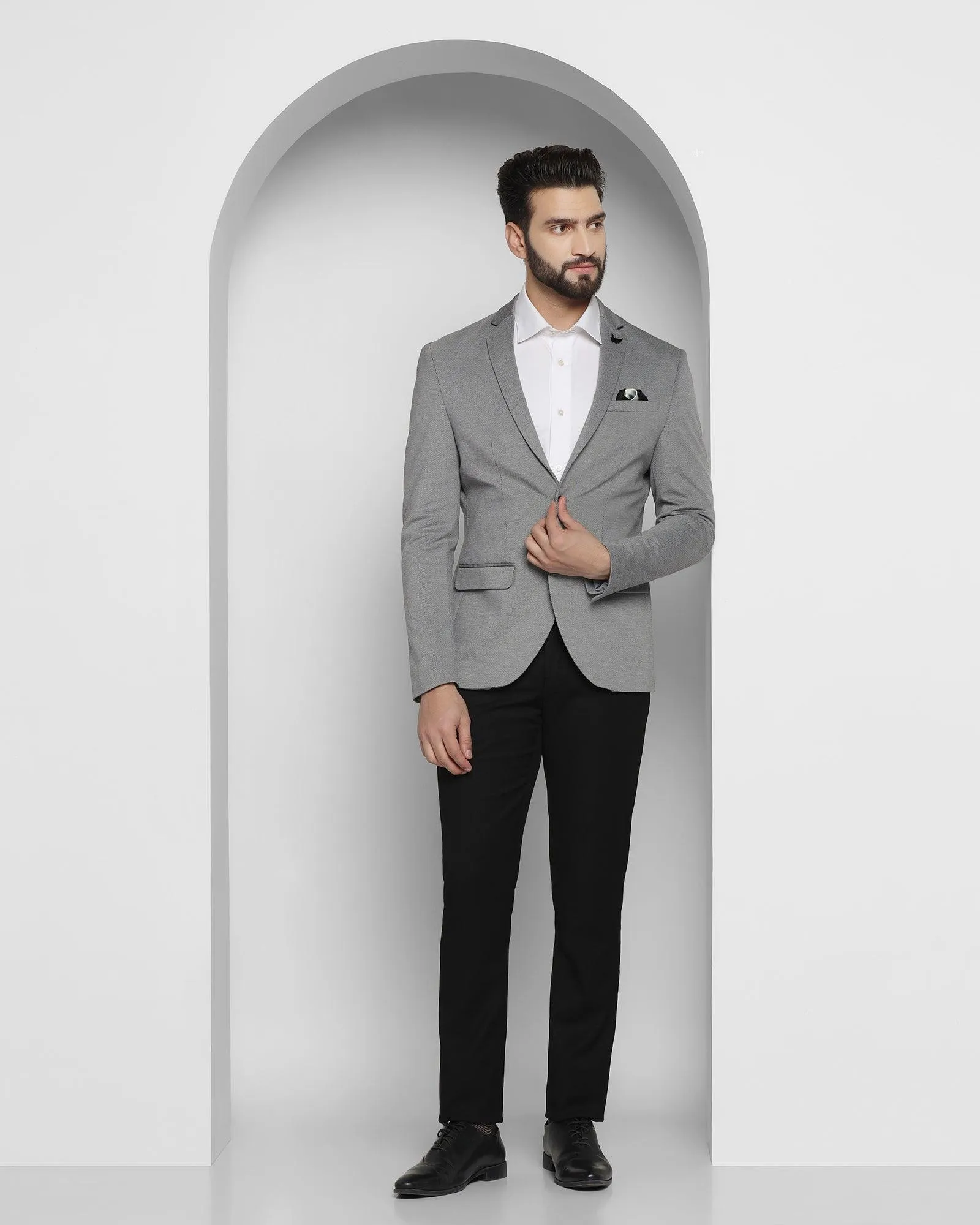 Formal Grey Textured Blazer - Magnus