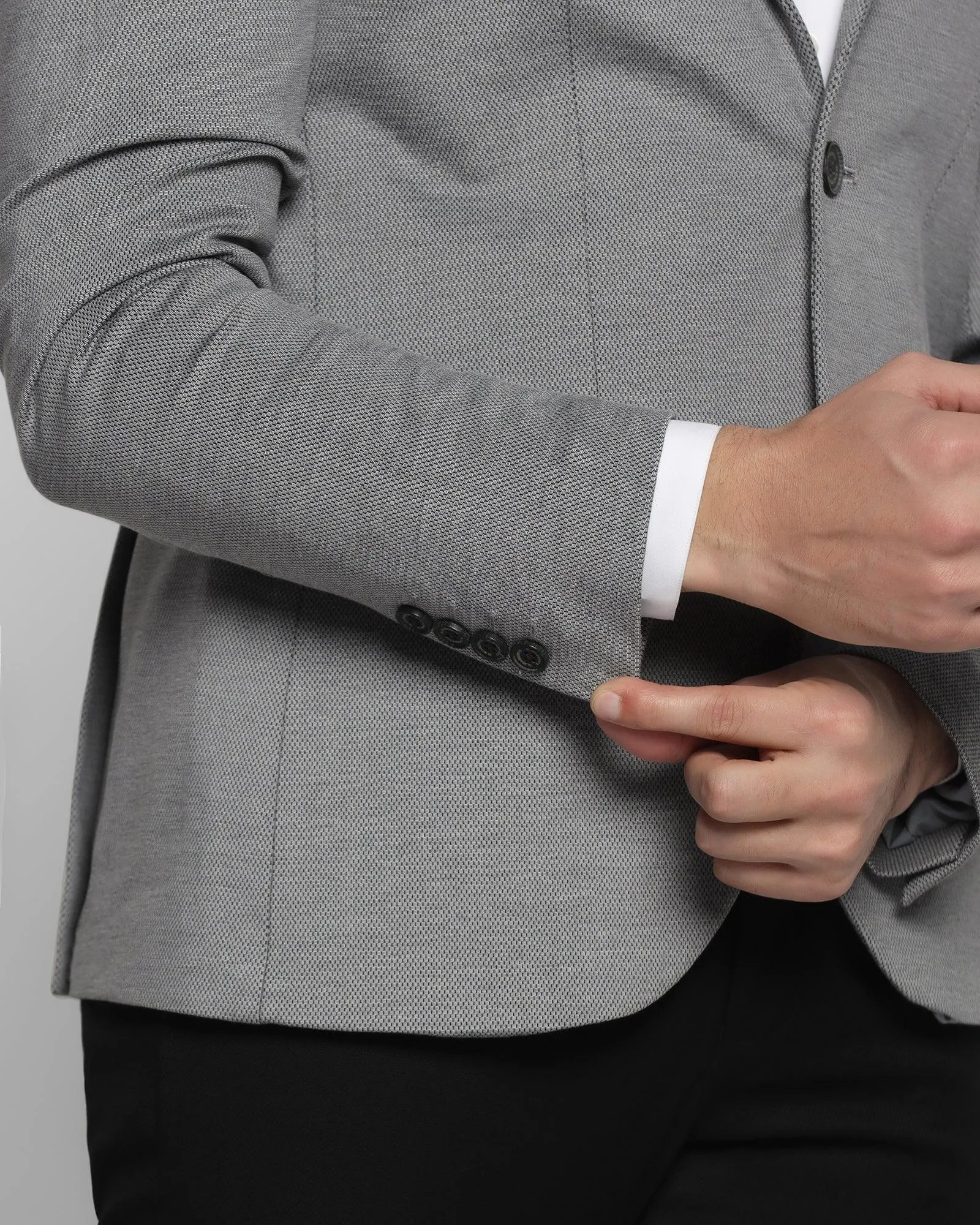 Formal Grey Textured Blazer - Magnus