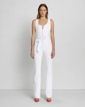 Front Zip Flare Jumpsuit in Brilliant White