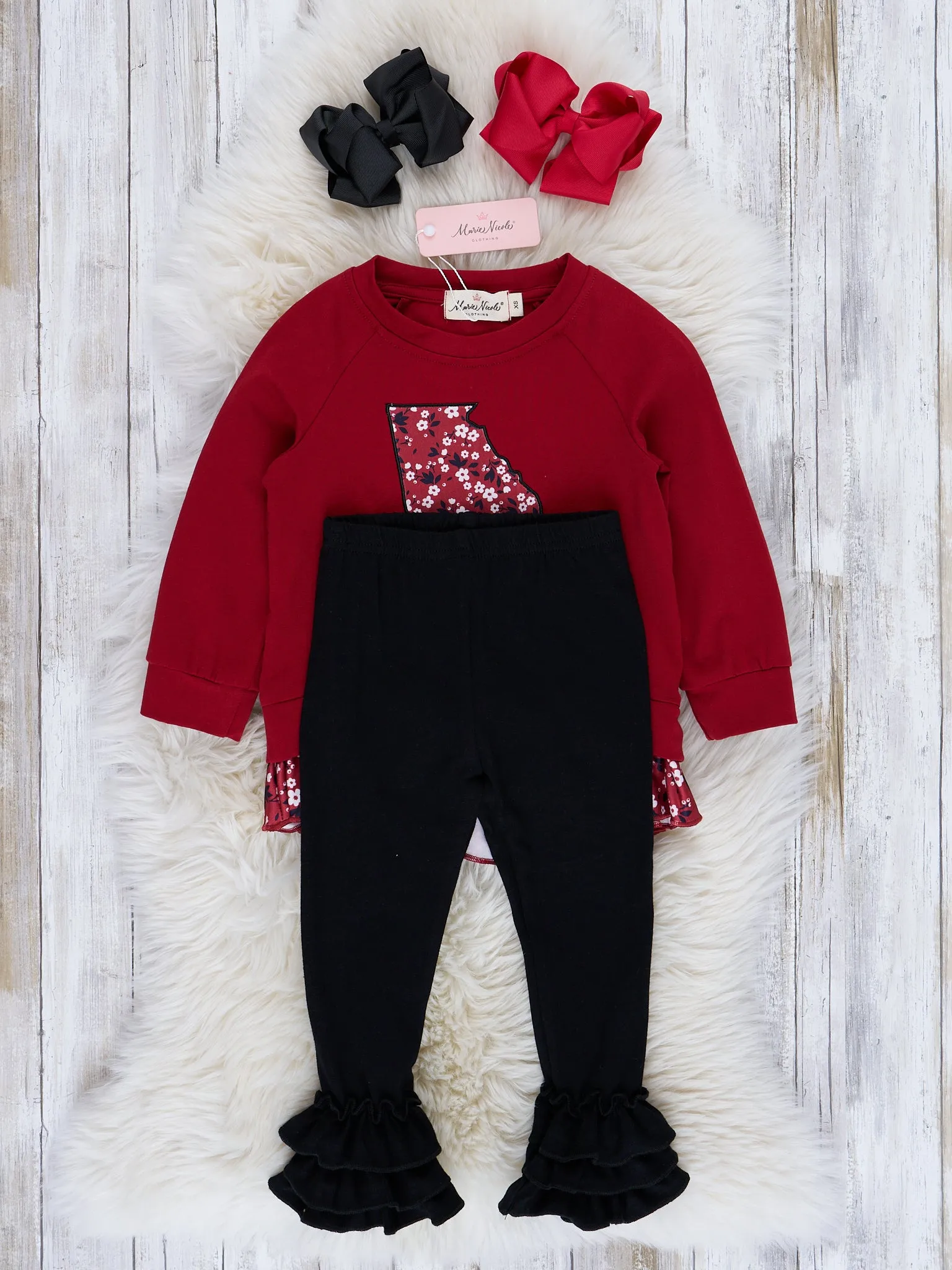 GA Red Floral Cupcake Legging Outfit