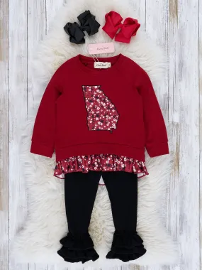 GA Red Floral Cupcake Legging Outfit