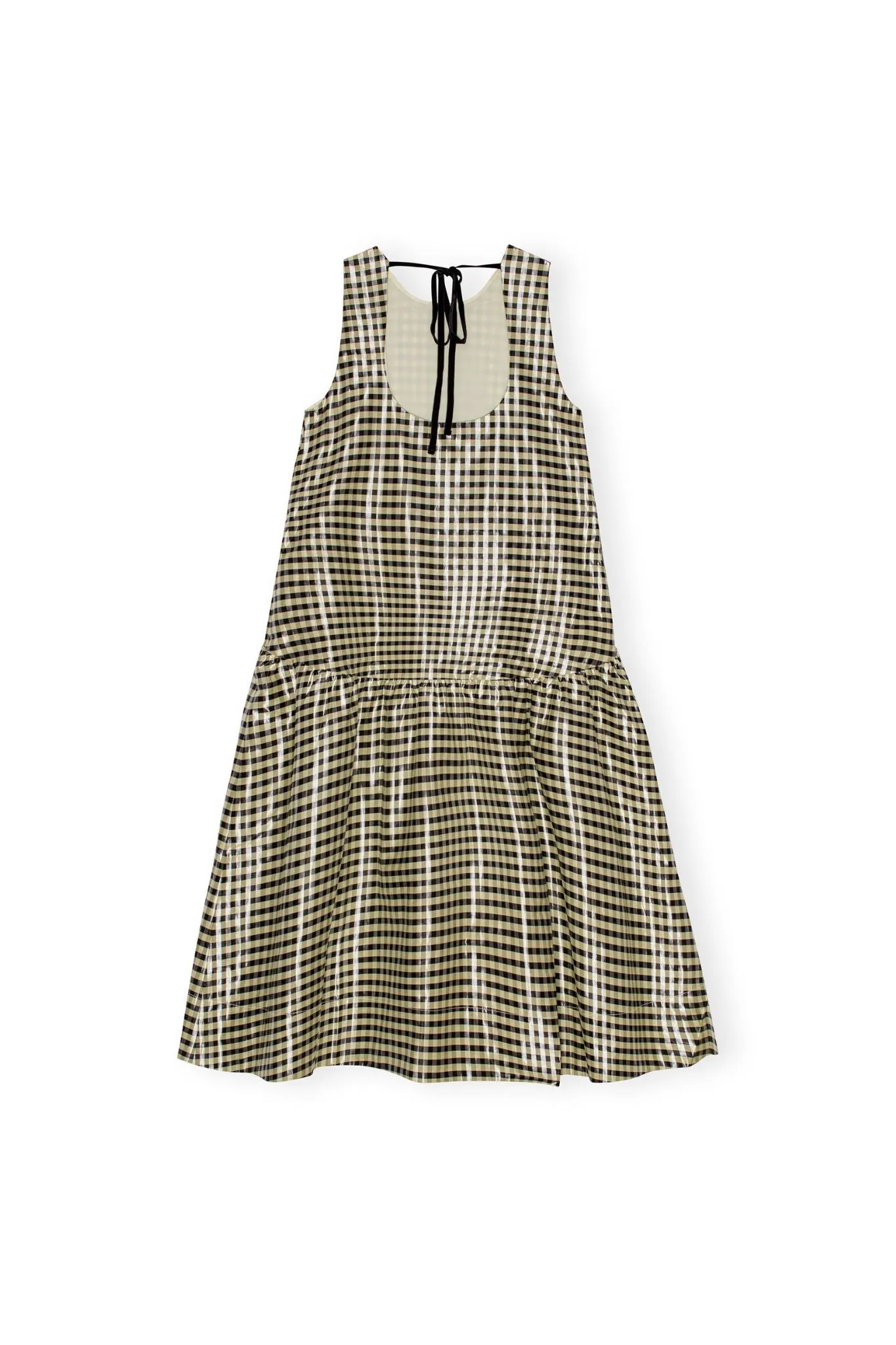 Ganni Shiny Check Jacquard Midi Dress