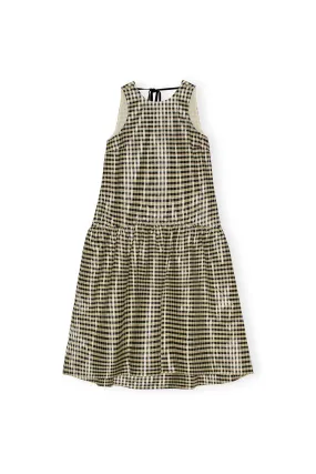 Ganni Shiny Check Jacquard Midi Dress