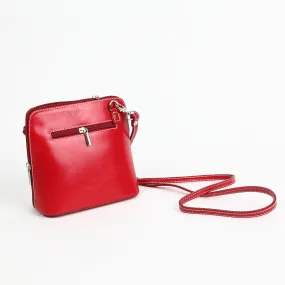 Genuine Leather Small Shoulder Bag in Bright Red