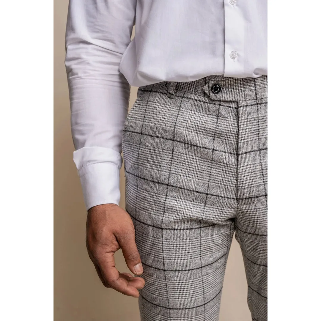 Ghost - Men's Grey Tweed Checked Trousers