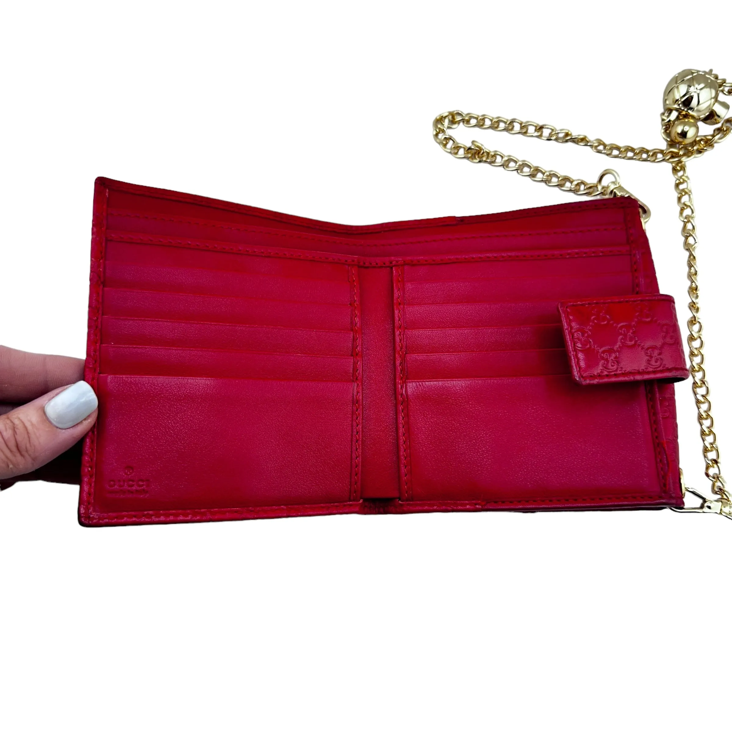 GUCCI Micro Guccissima Compact Wallet with Chain