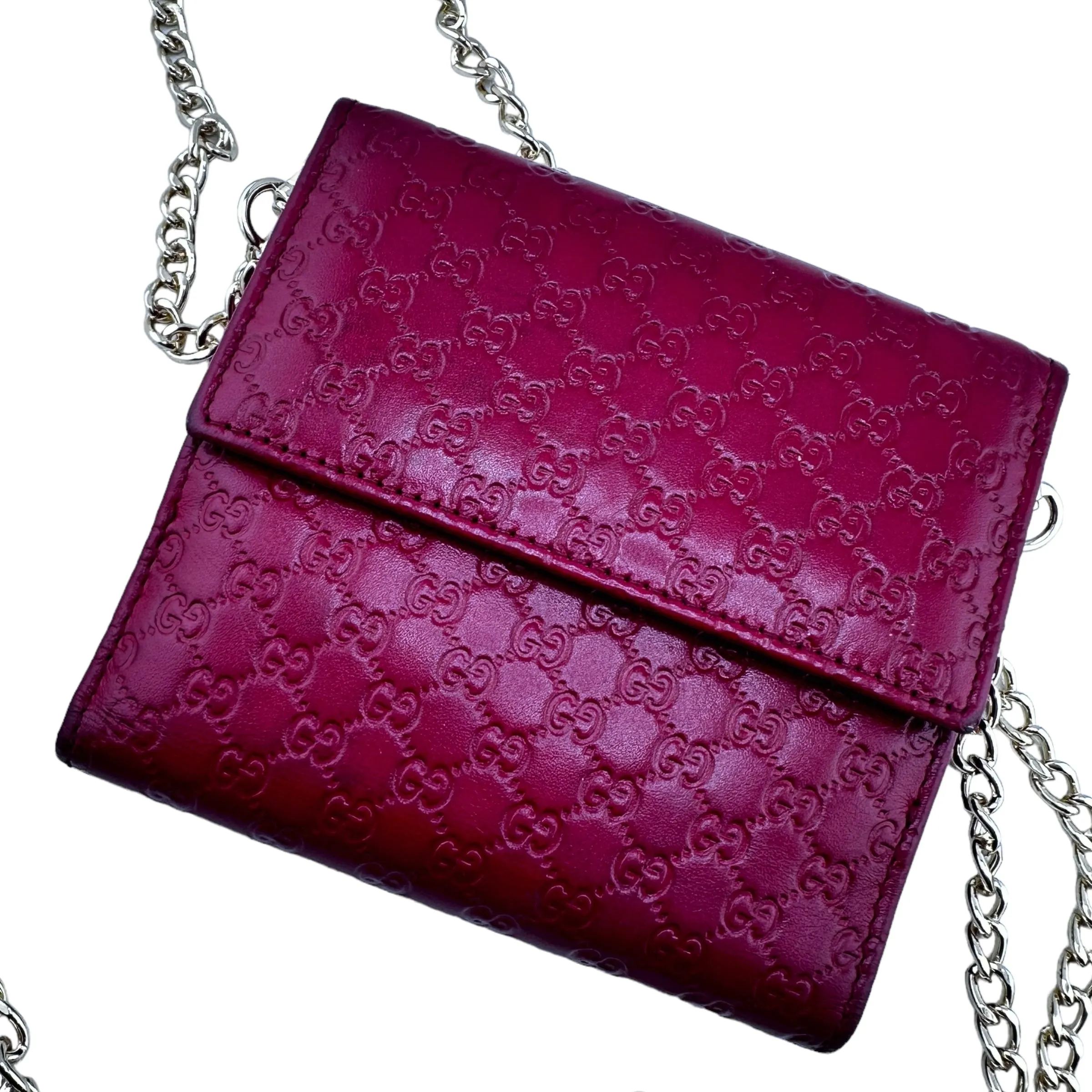 GUCCI Micro Guccissima Compact Wallet with Chain