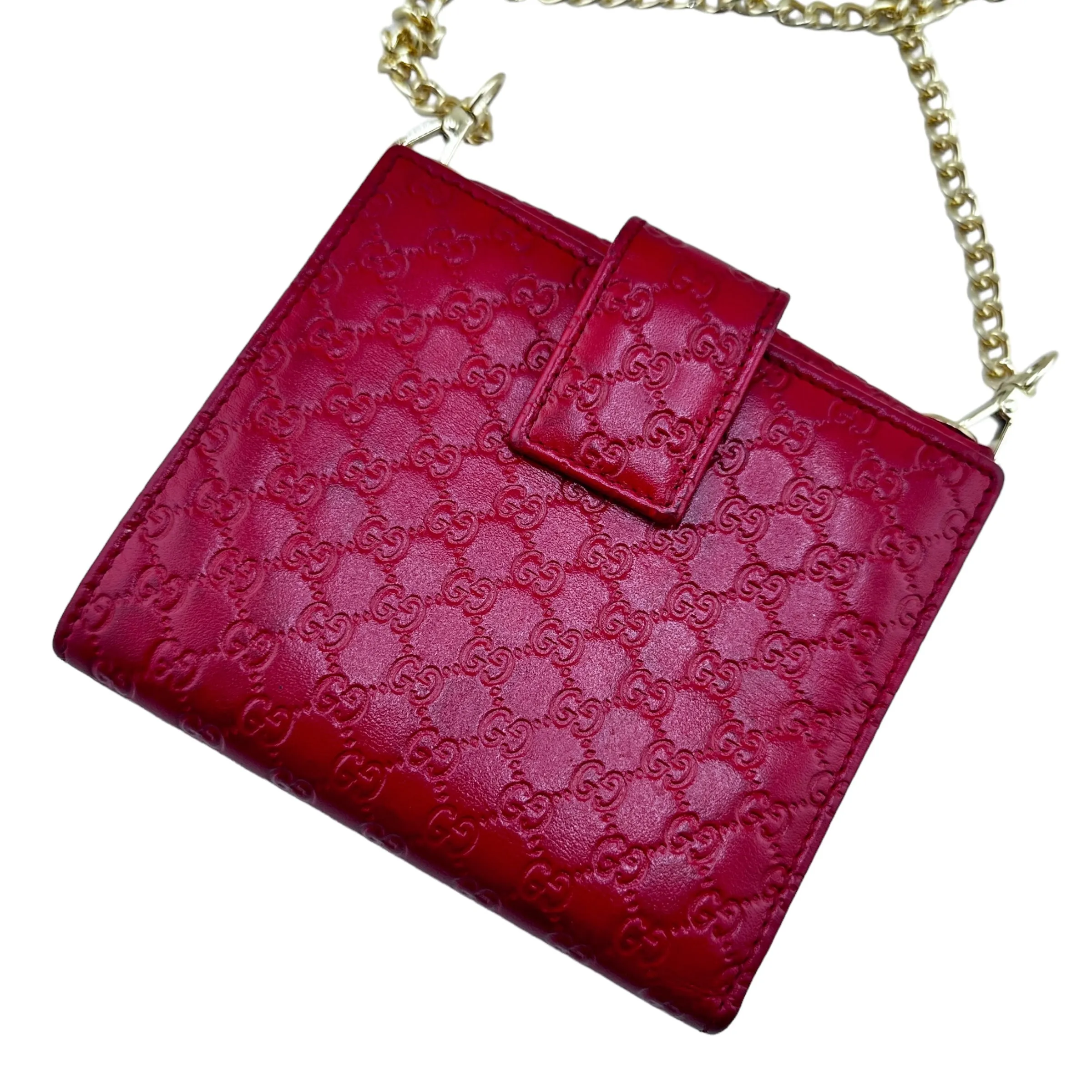 GUCCI Micro Guccissima Compact Wallet with Chain