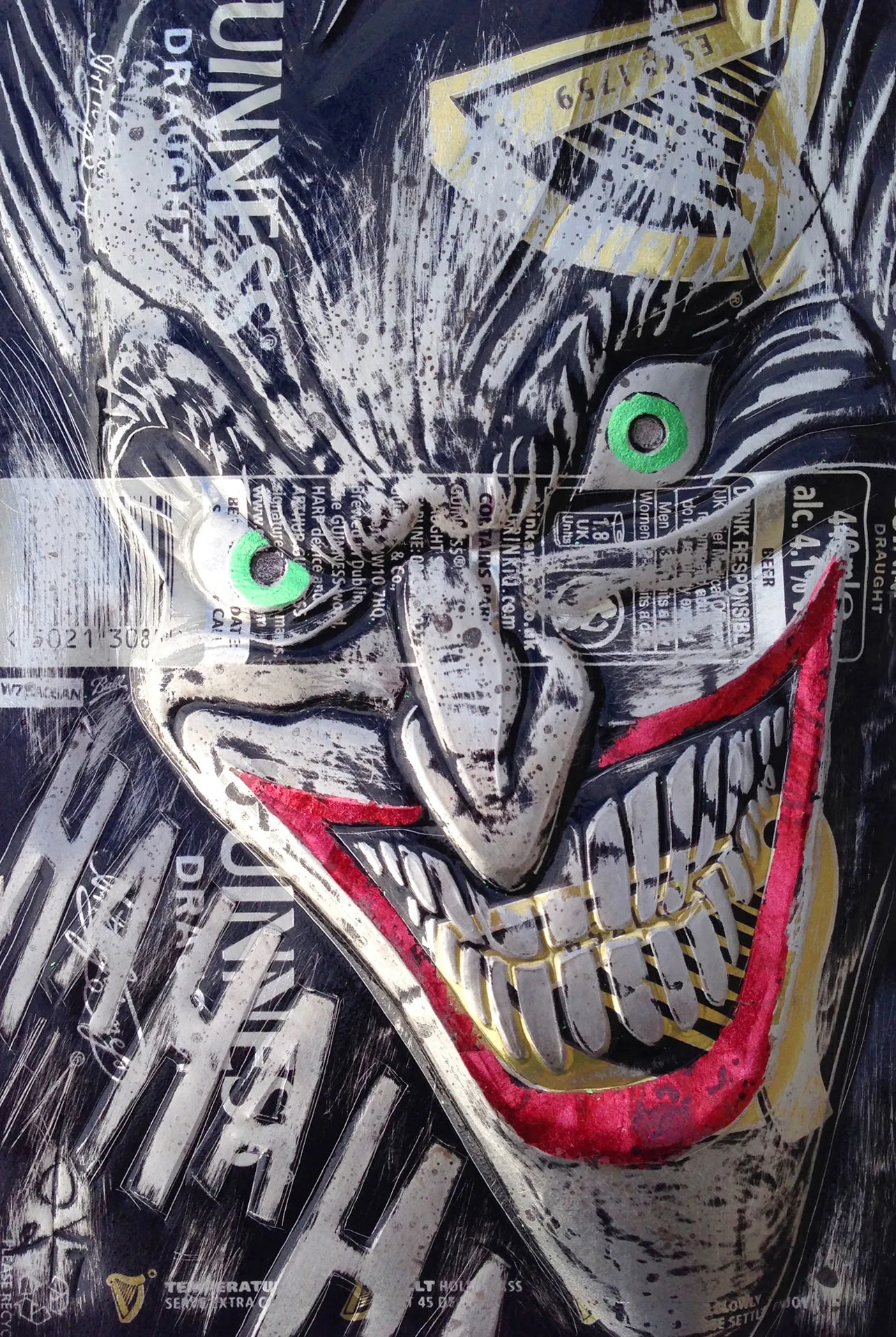 Hand Signed PRINT by Chris Duncan, JOKER on Guinness Can