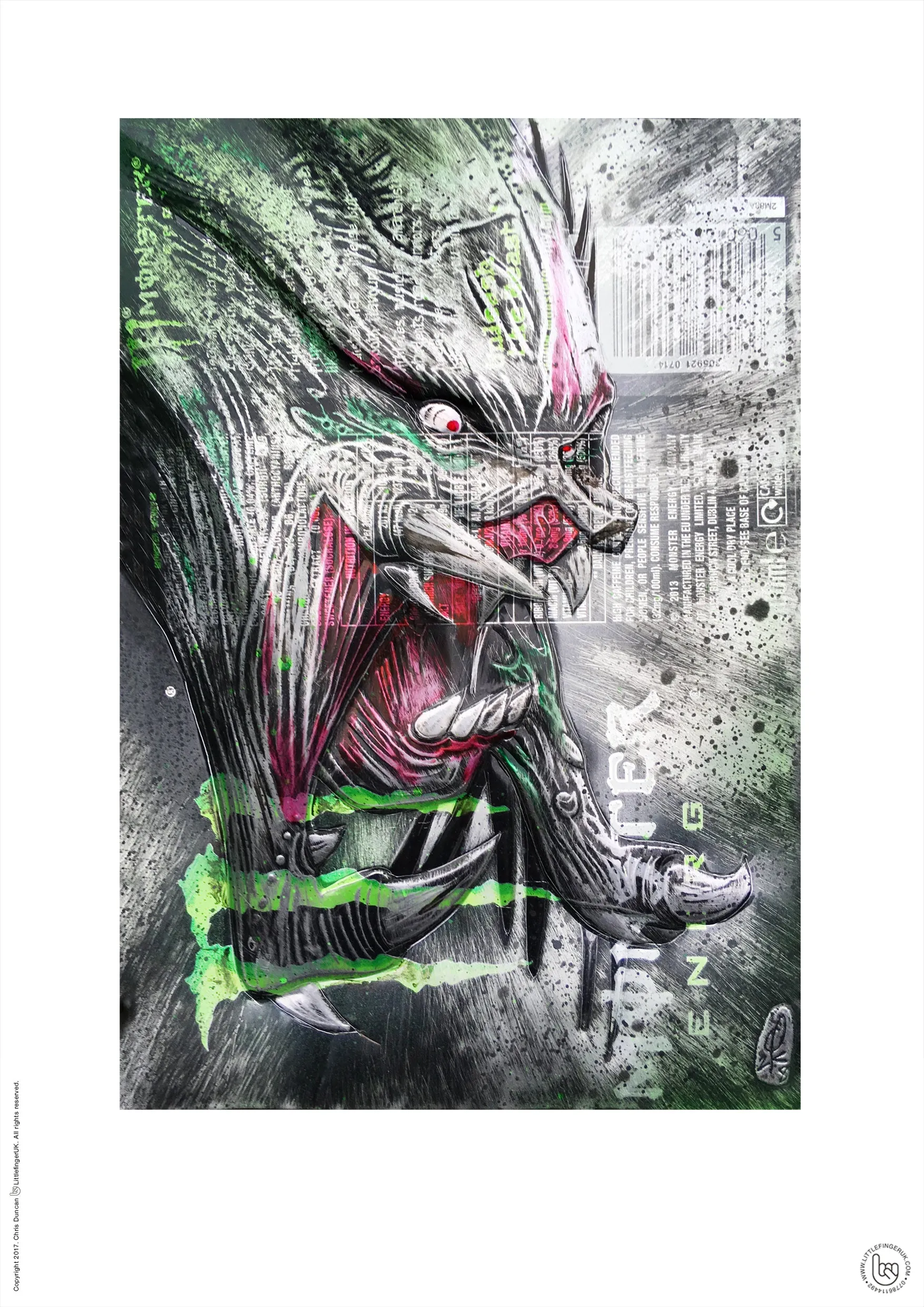 Hand Signed PRINT - By Chris Duncan /PREDATOR on MONSTER can