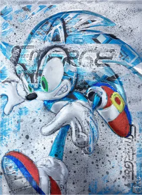 Hand Signed PRINT by Chris Duncan SONIC THE HEDGHOG on EMERGE ENERGY can