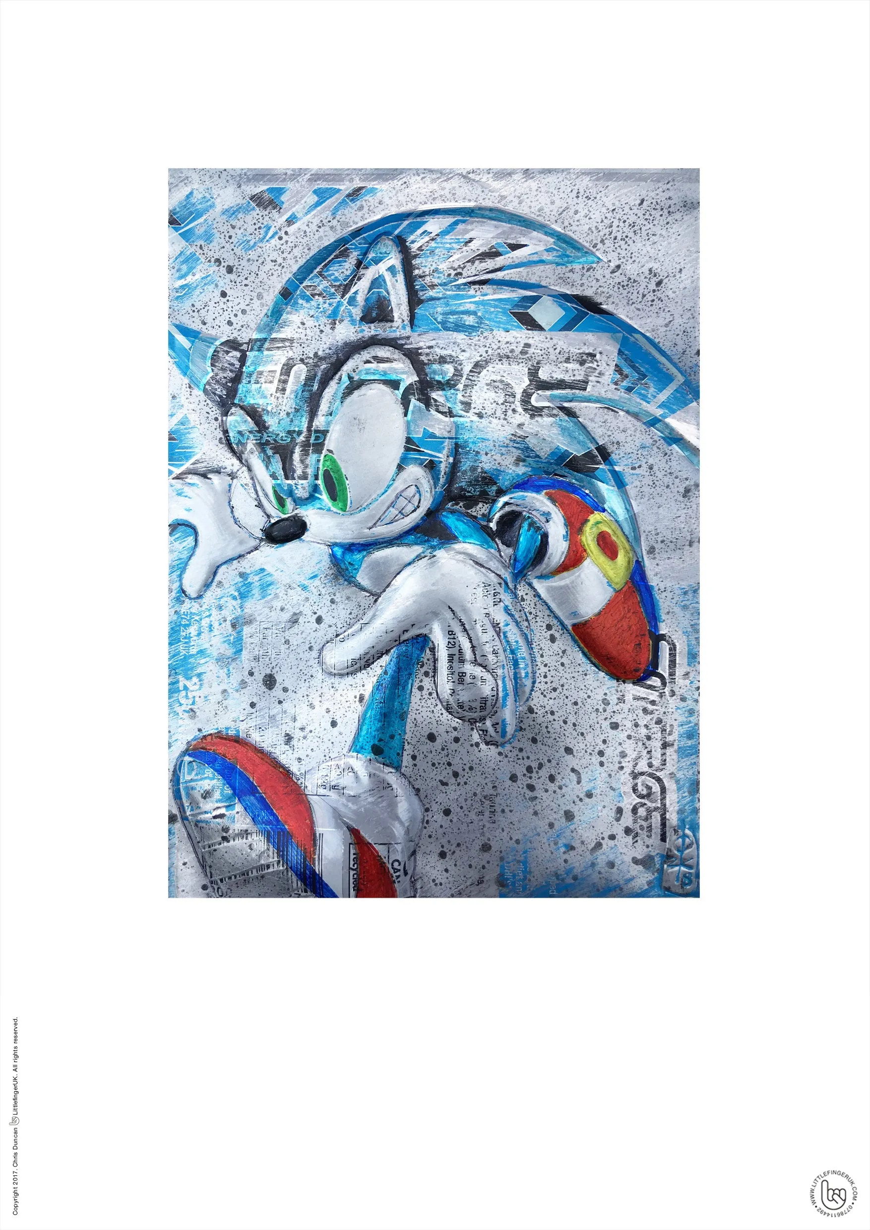 Hand Signed PRINT by Chris Duncan SONIC THE HEDGHOG on EMERGE ENERGY can