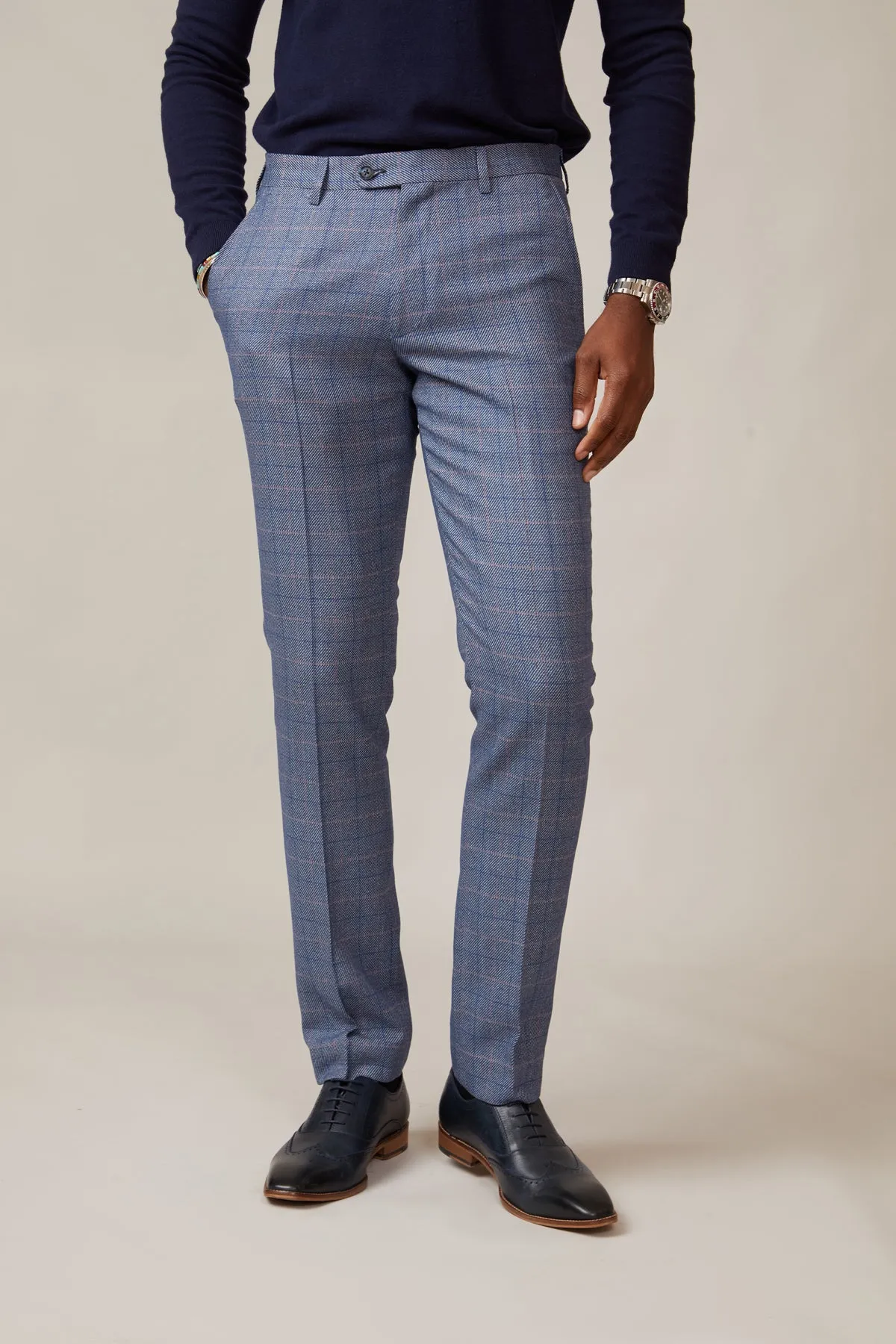 HARRY - Blue Tweed Suit with Single Breasted Waistcoat