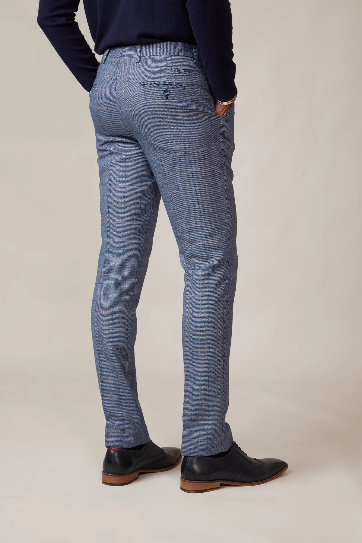 HARRY - Blue Tweed Suit with Single Breasted Waistcoat