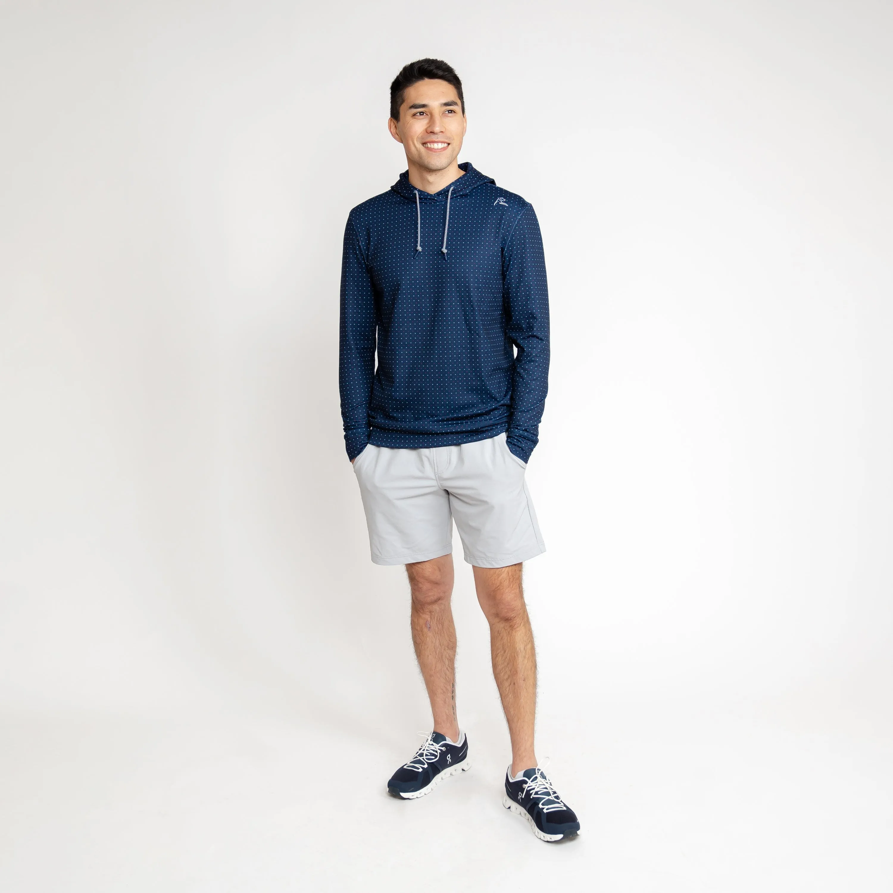 Hesi Performance Hoodie | The Stateside Dot - Evening Navy/Classic Red