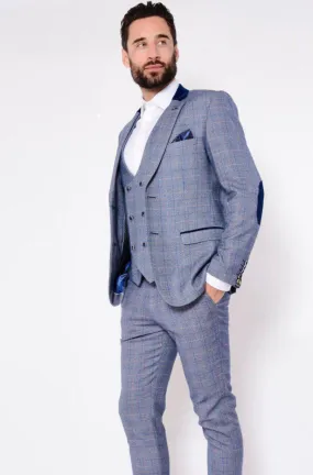 HILTON - Blue Tweed Suit with Double Breasted Waistcoat