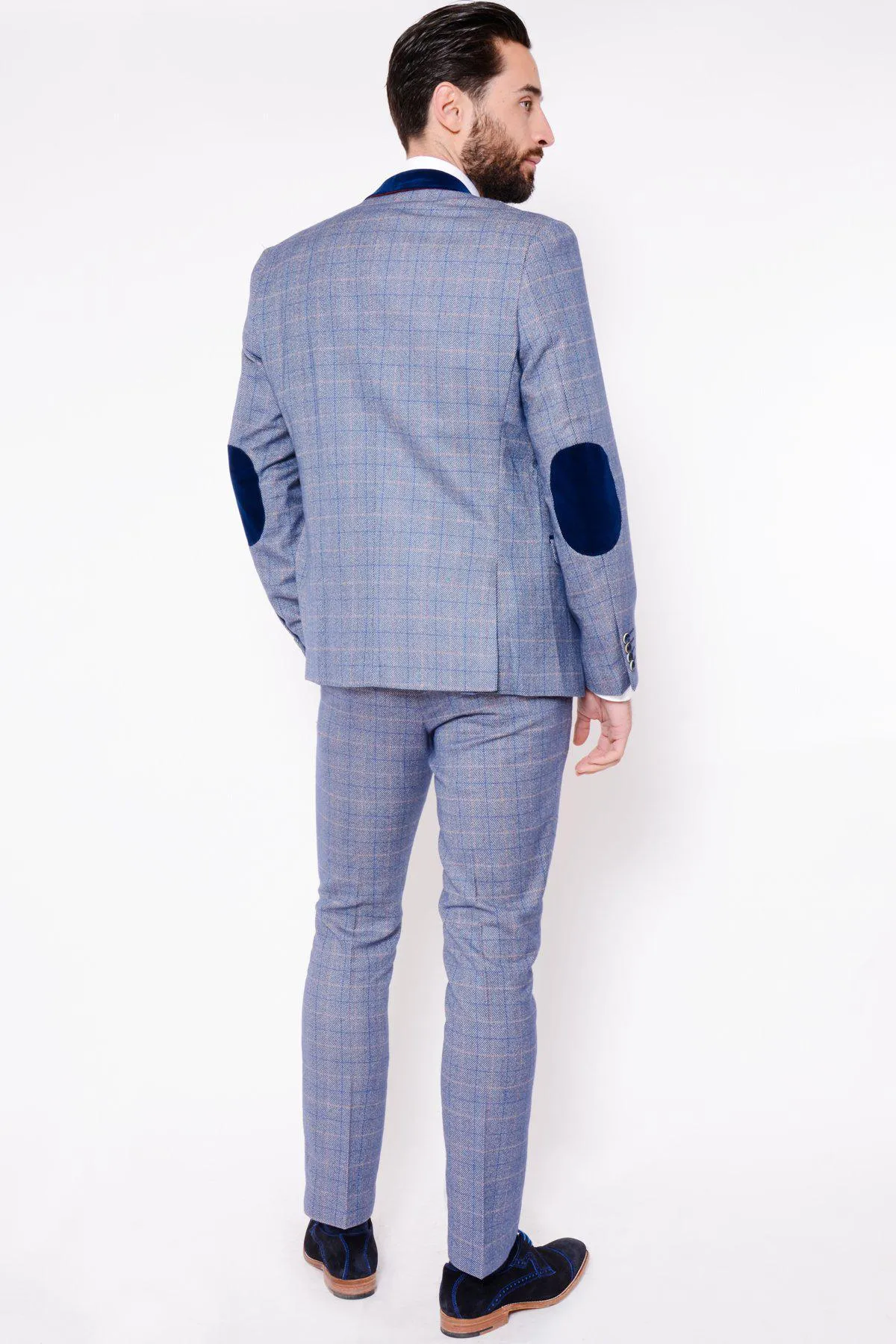 HILTON - Blue Tweed Suit with Double Breasted Waistcoat