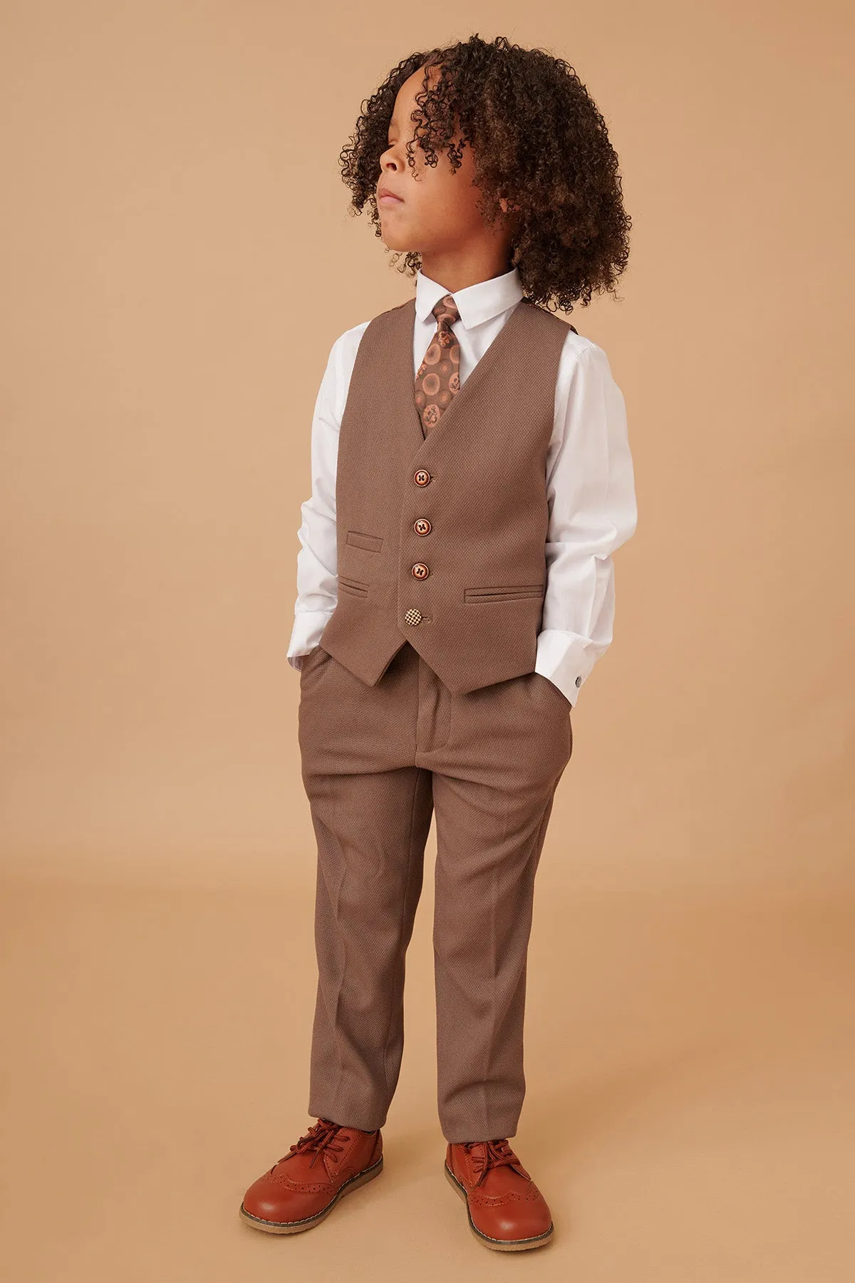 HM5 - Children's Tan Tailored Three Piece Suit