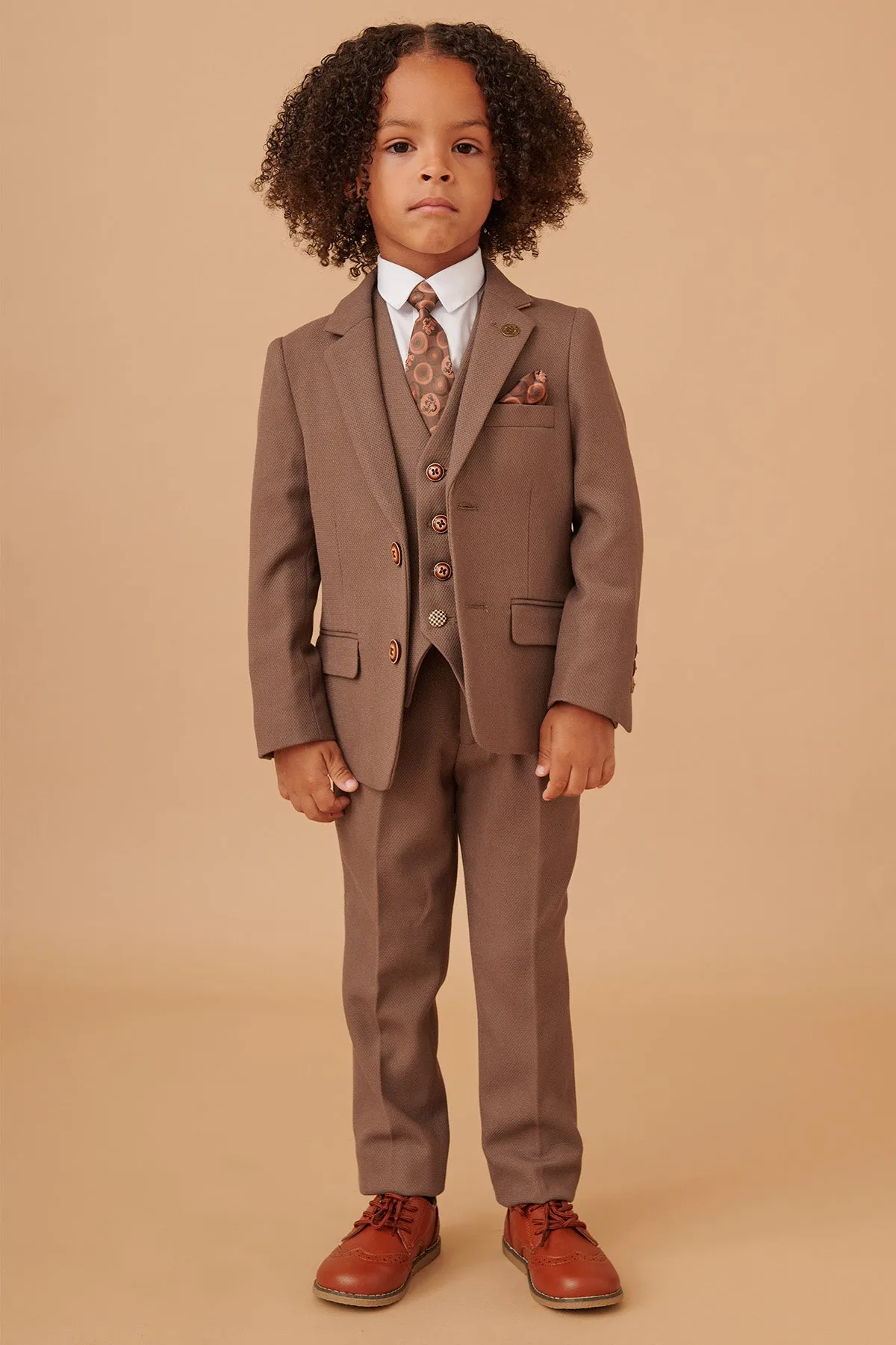 HM5 - Children's Tan Tailored Three Piece Suit