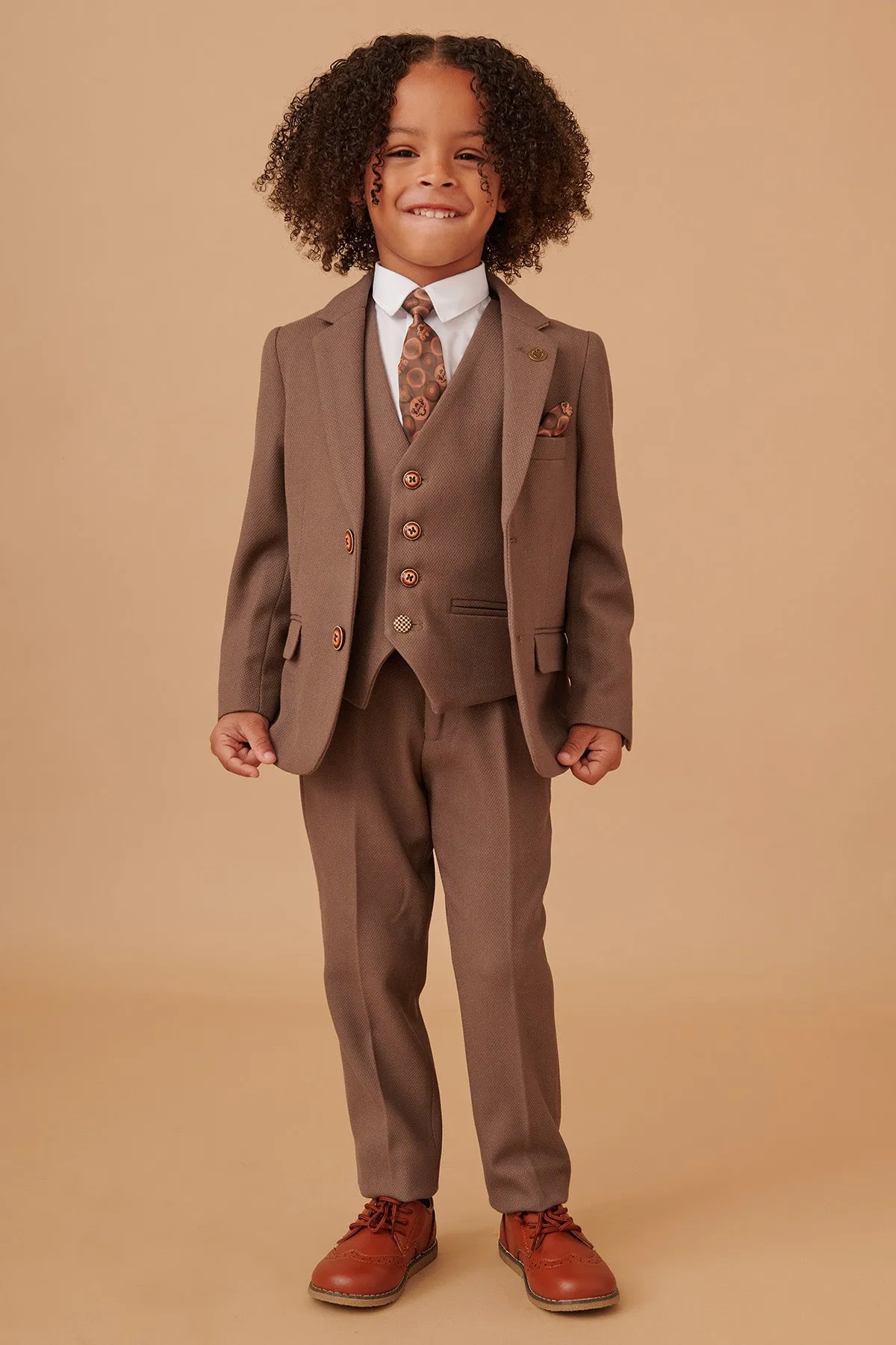 HM5 - Children's Tan Tailored Three Piece Suit