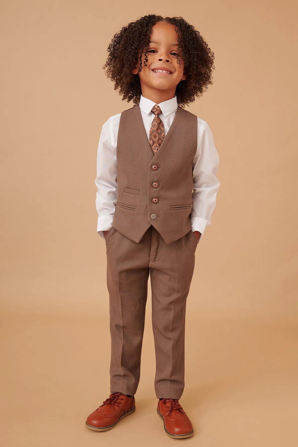 HM5 - Children's Tan Tailored Three Piece Suit