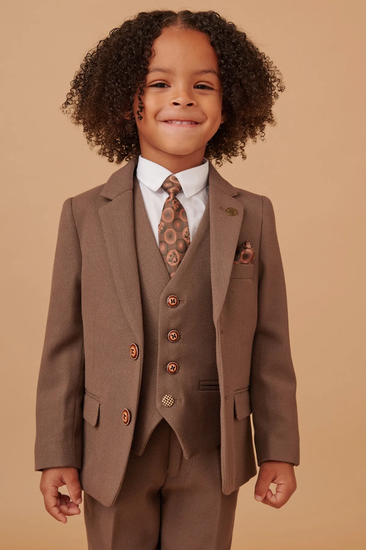 HM5 - Children's Tan Tailored Three Piece Suit