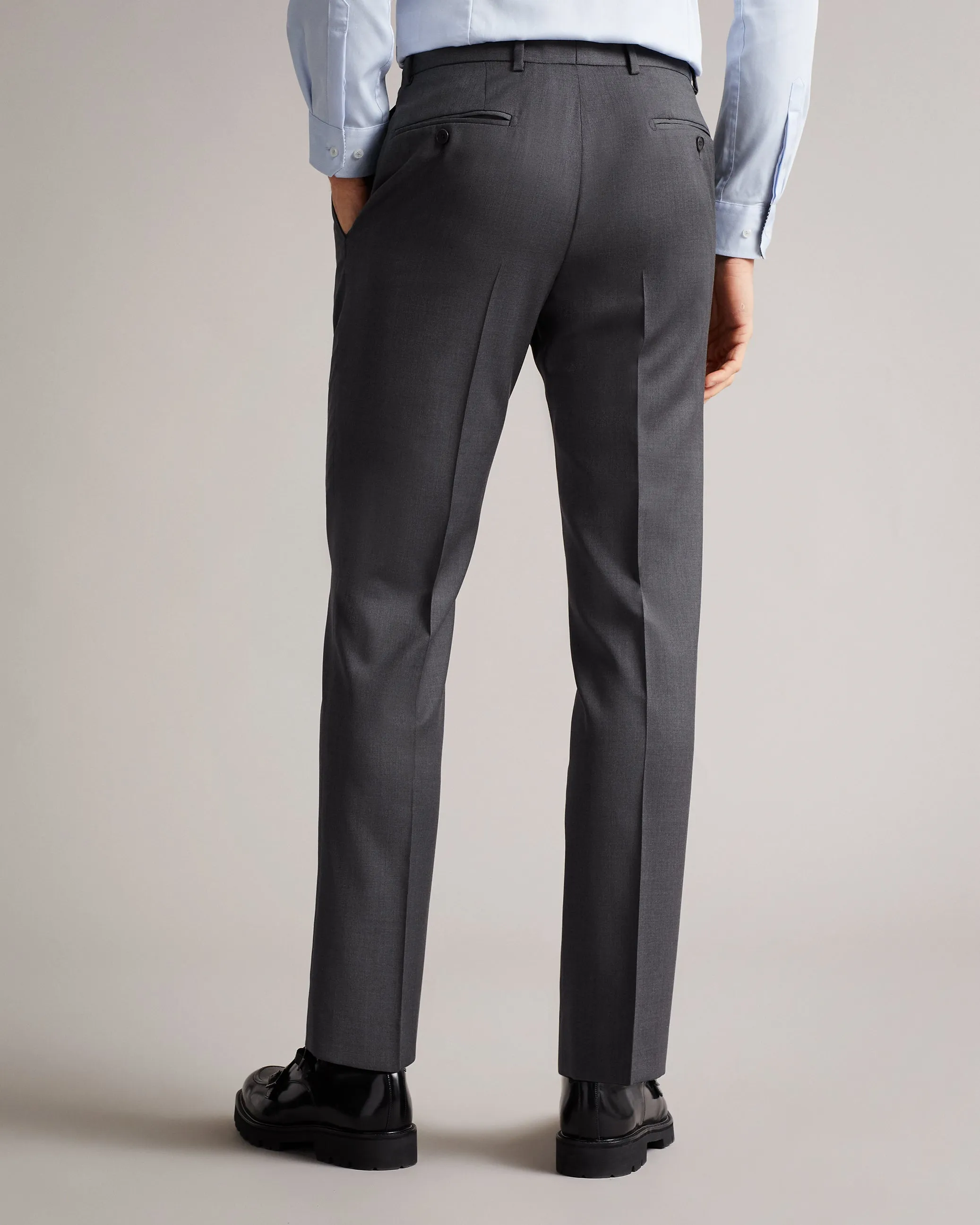 Irvints Slim Fit Charcoal Twill Suit Trousers Charcoal