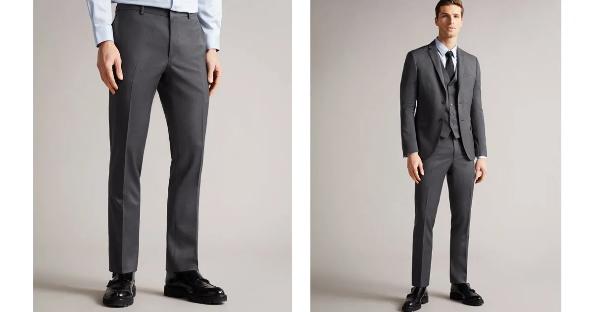 Irvints Slim Fit Charcoal Twill Suit Trousers Charcoal