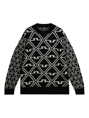 Isaac Jacquard Knitted Sweater / Black