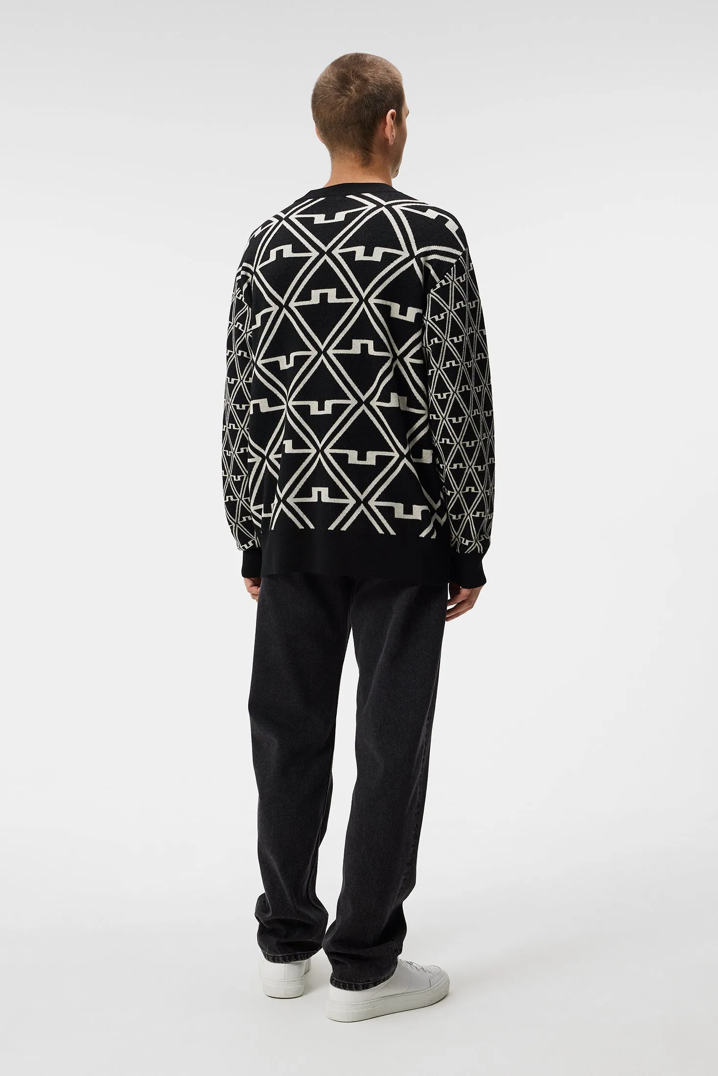 Isaac Jacquard Knitted Sweater / Black