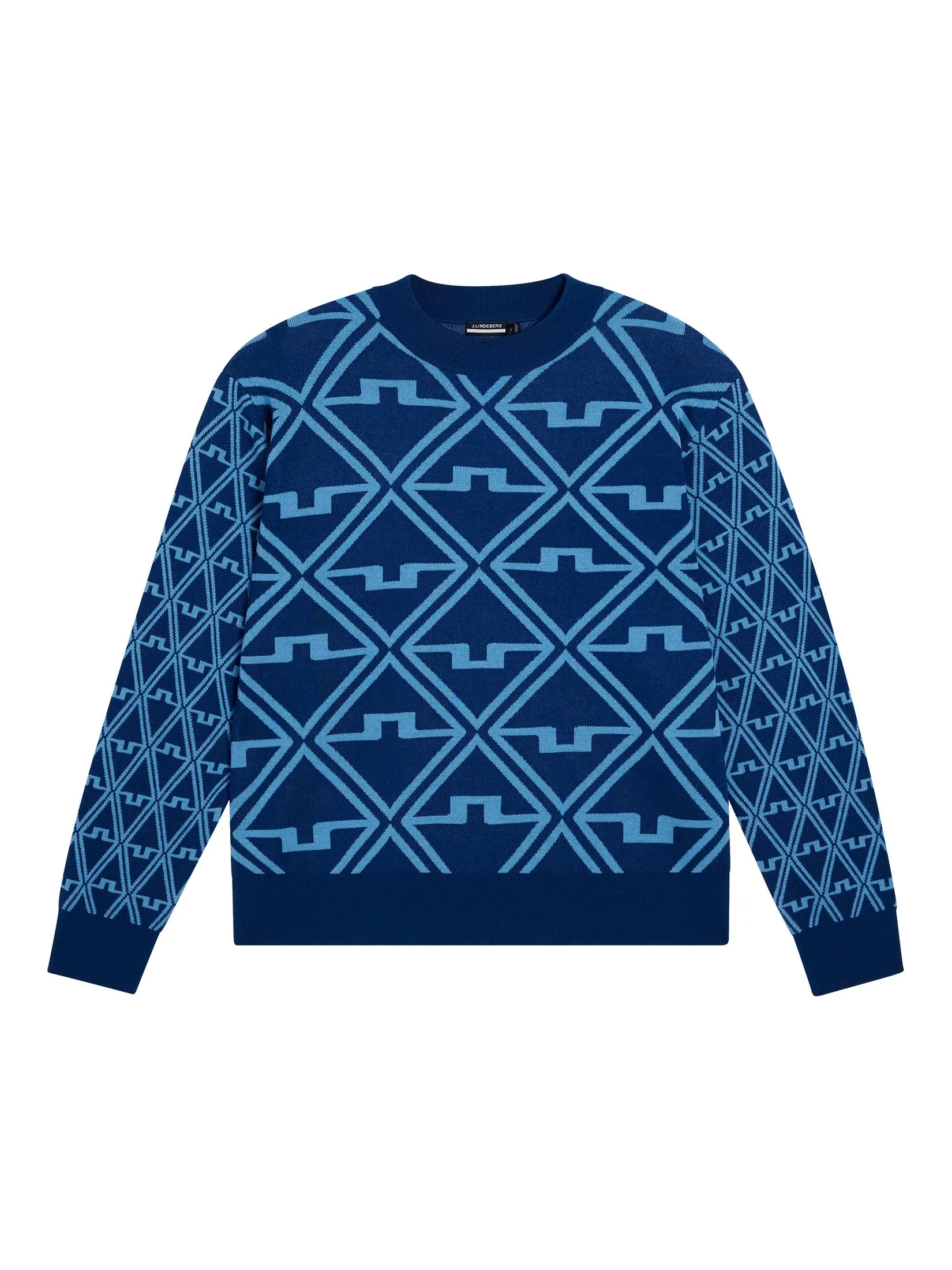 Isaac Jacquard Knitted Sweater / Estate Blue Diamond