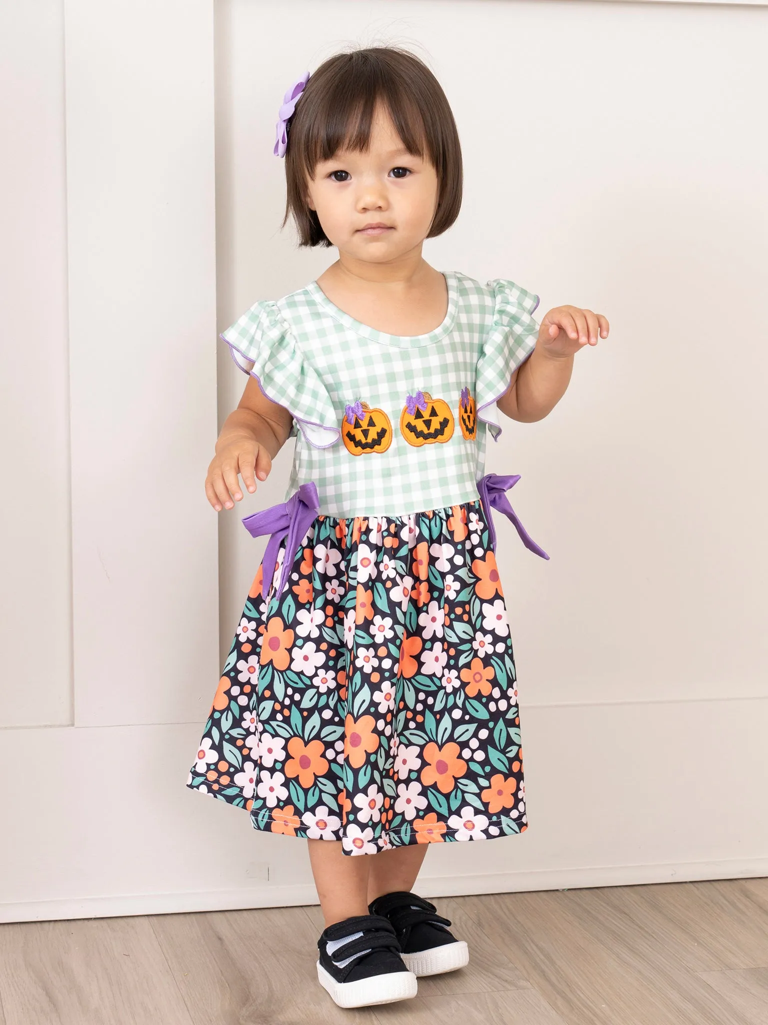 Jack-o-Lantern Florals Ruffle Dress