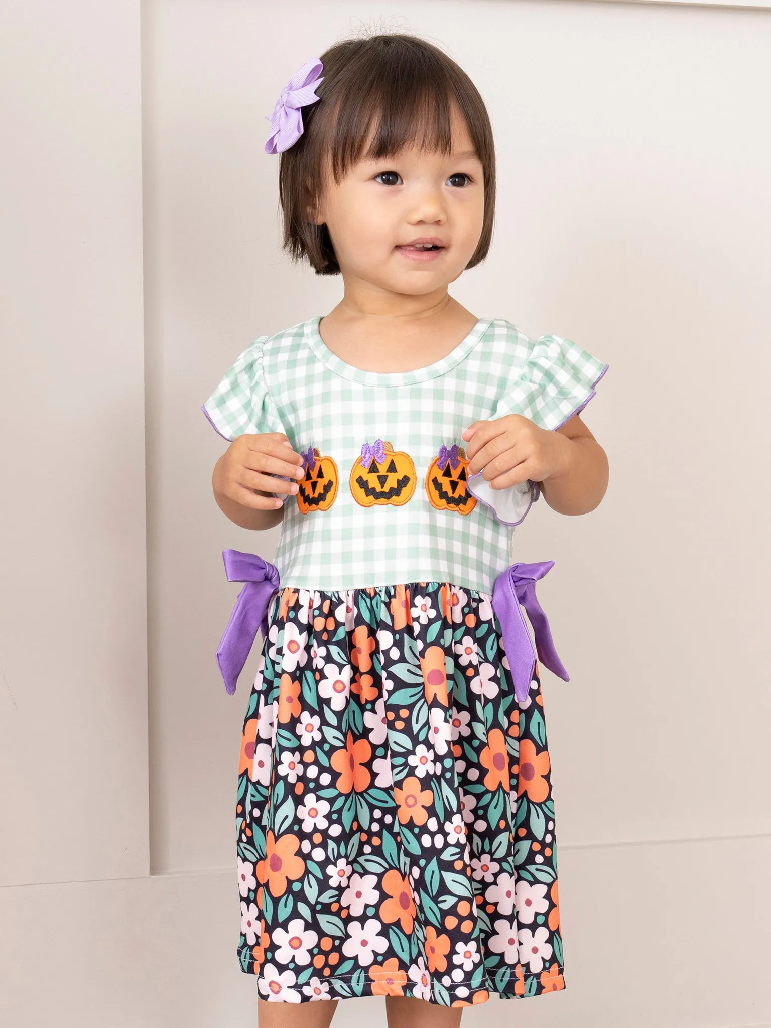 Jack-o-Lantern Florals Ruffle Dress