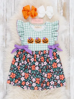 Jack-o-Lantern Florals Ruffle Dress