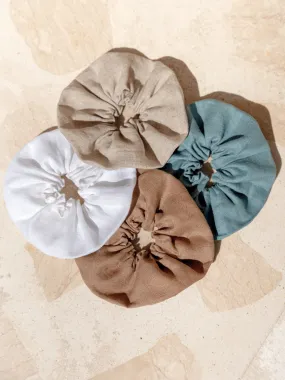 Jumbo Linen Scrunchie Tahiti Blue