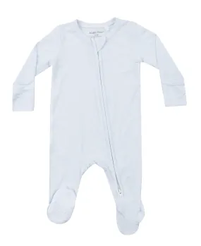 Light blue stripe 2 way zipper footie