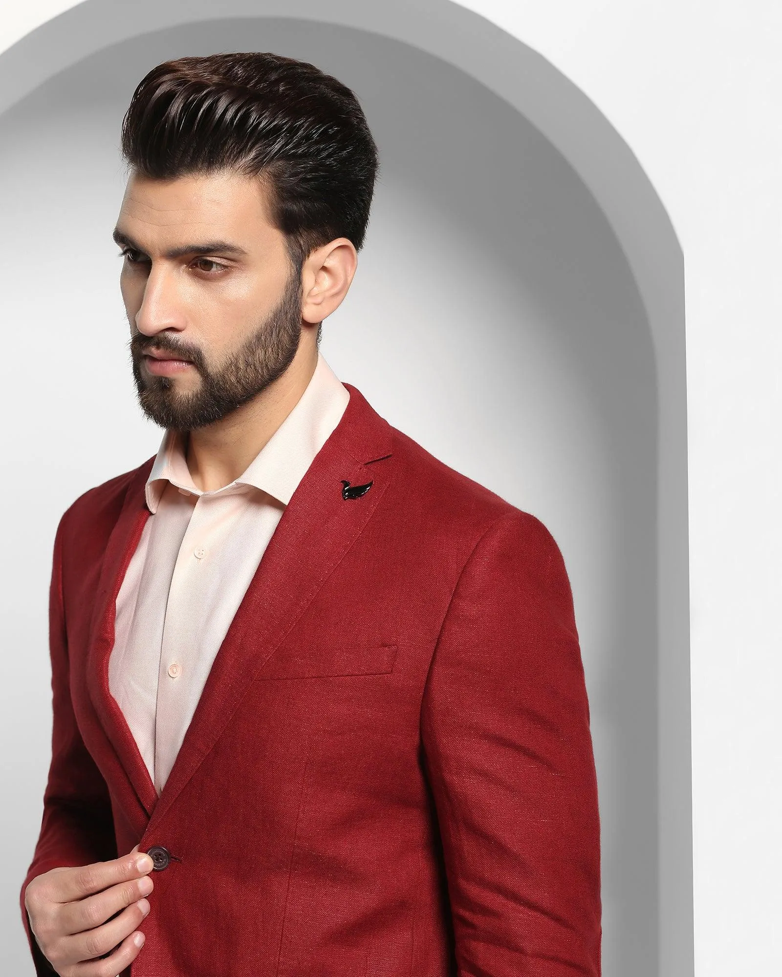 Linen Casual Maroon Solid Blazer - Nigel