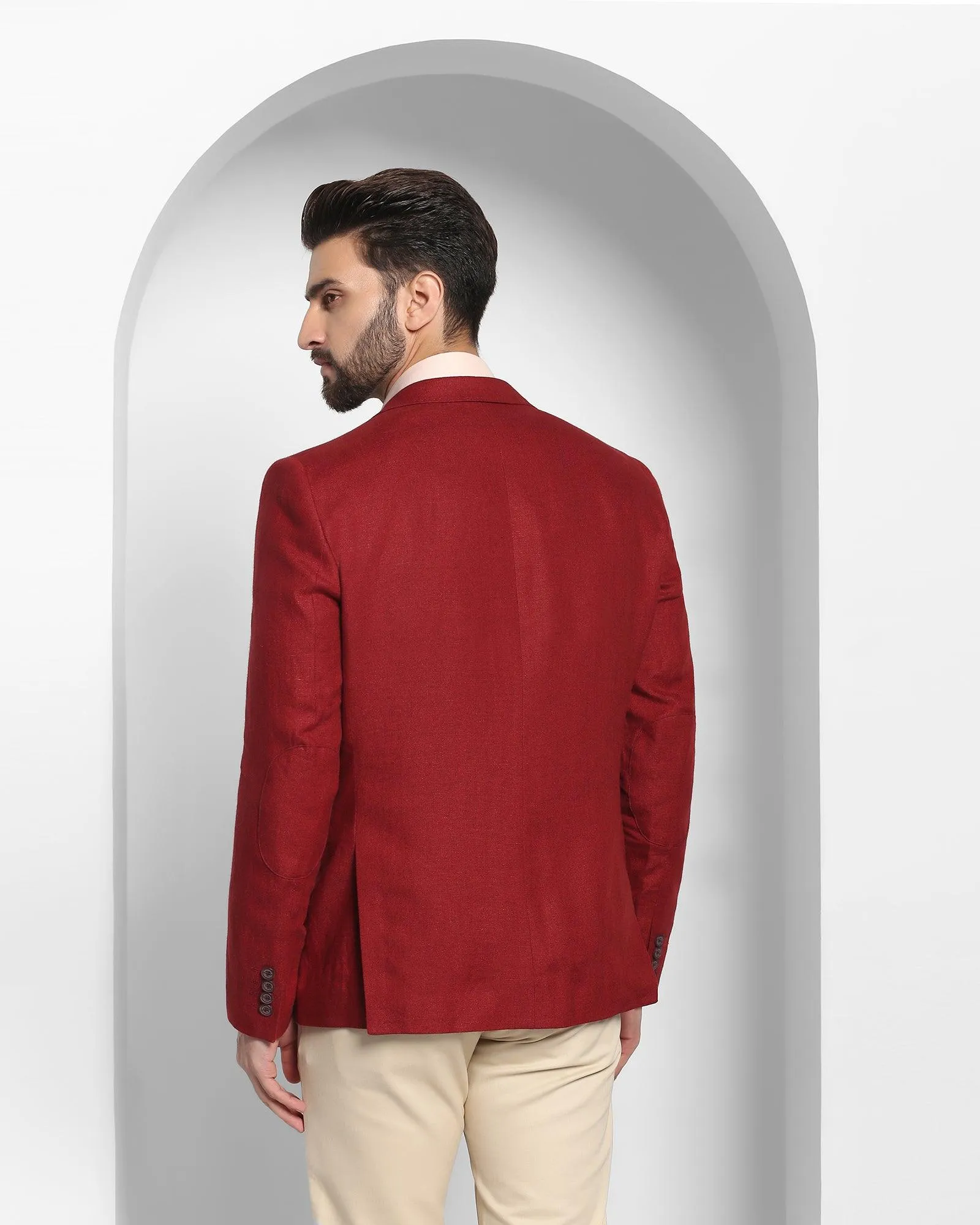 Linen Casual Maroon Solid Blazer - Nigel