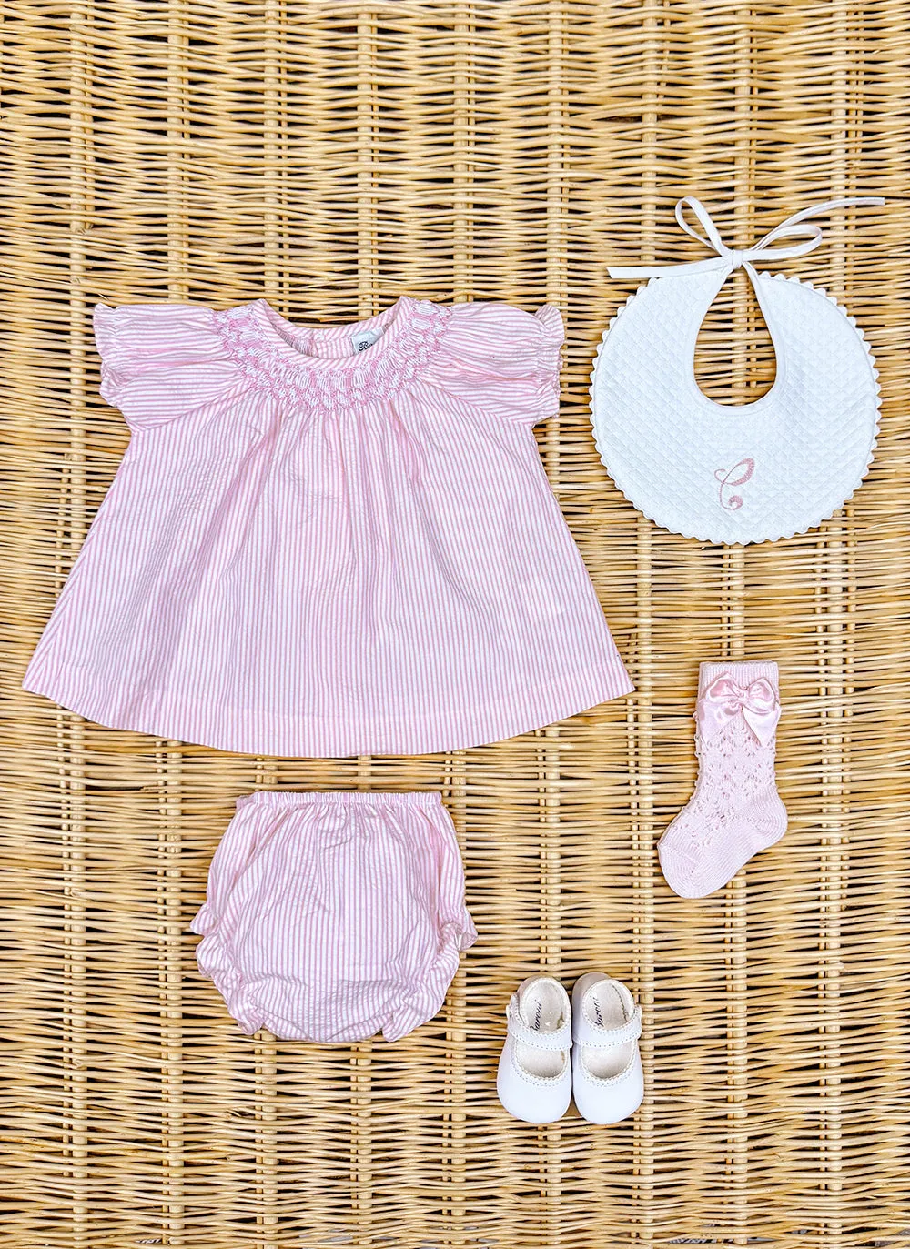 Little Girly Striped Smock Set