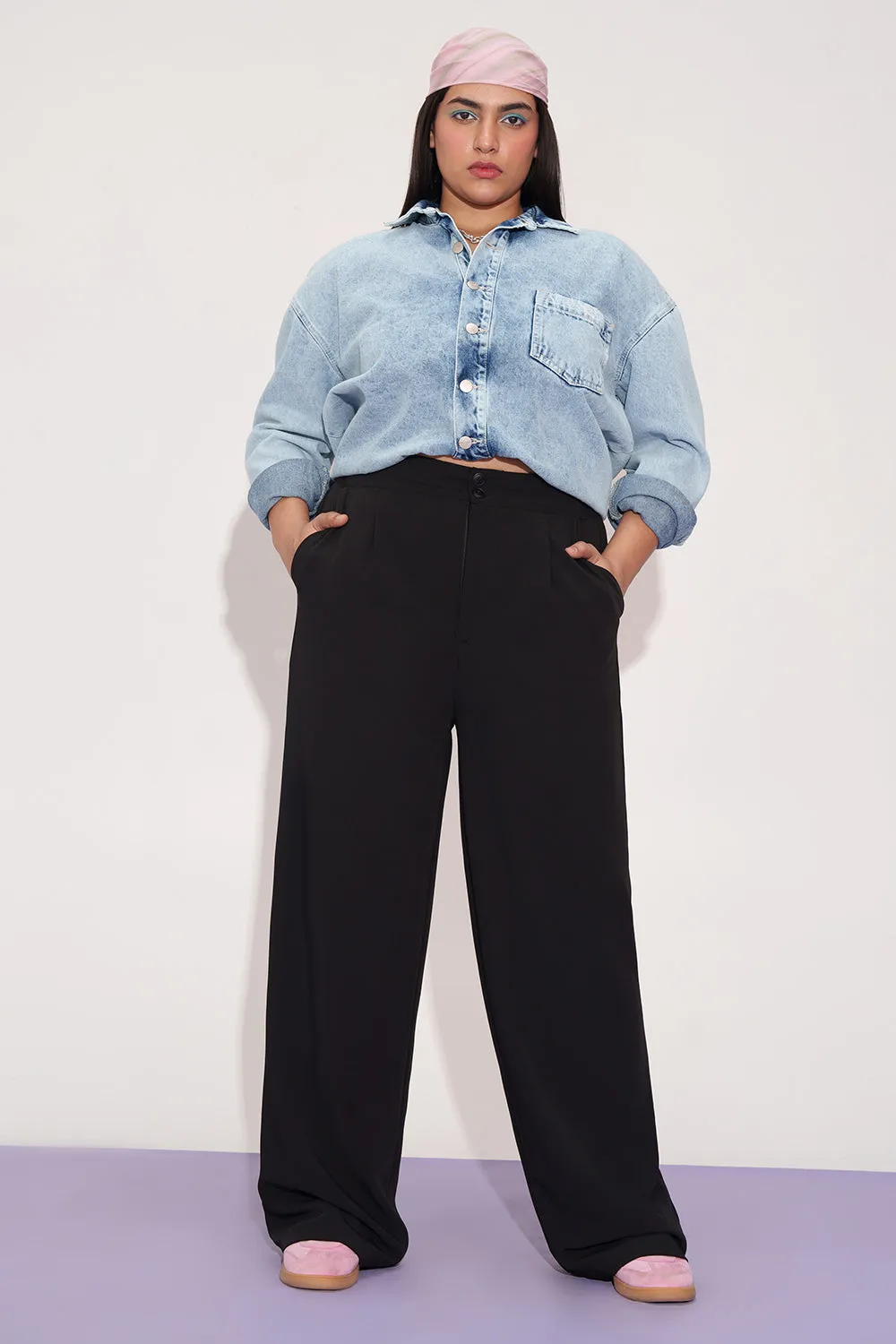 Luna Night Curve Straight Fit Korean Pants