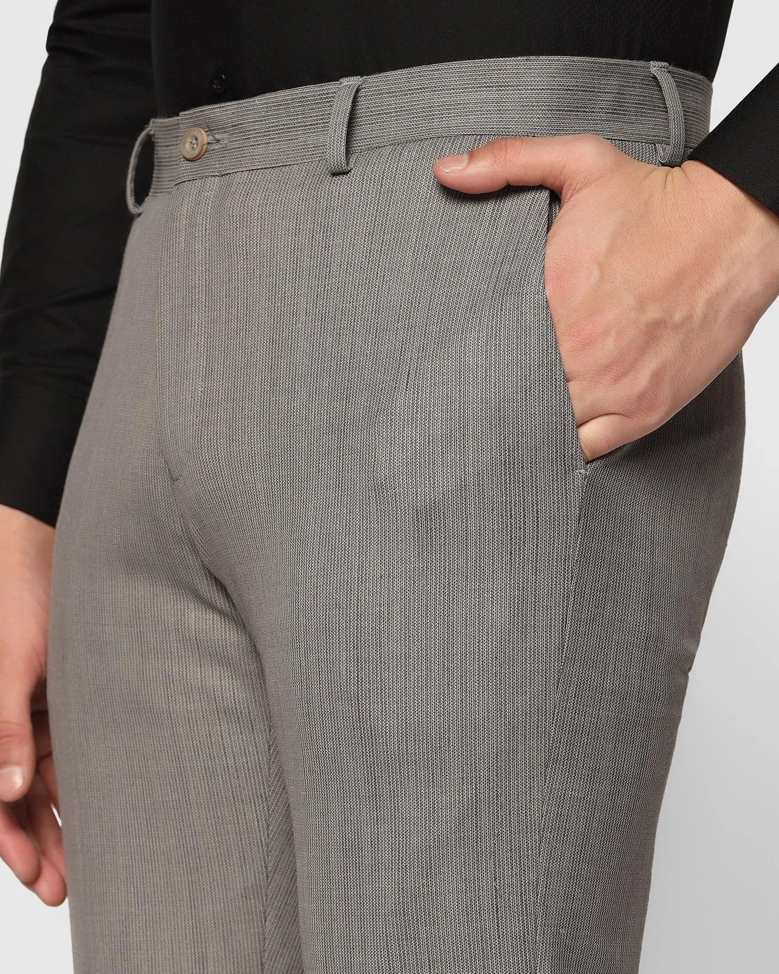 Luxe Slim Comfort B-95 Formal Grey Textured Trouser - Term